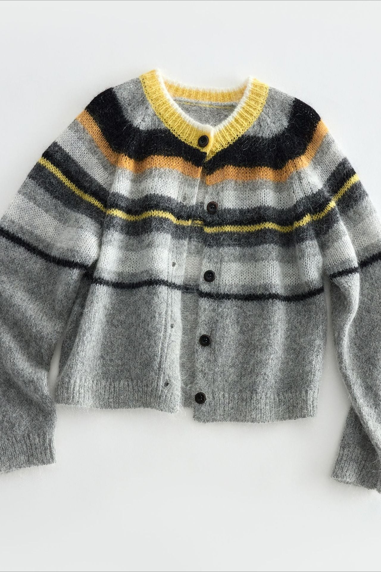 Wool and mohair cozy stripped sweater cardigan | 3 color