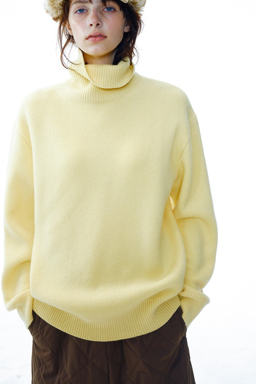 Wool blend high neck sweater | 4 color