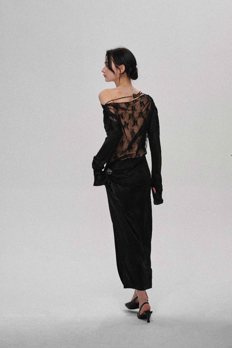 Viscose blend elegant sheer back top