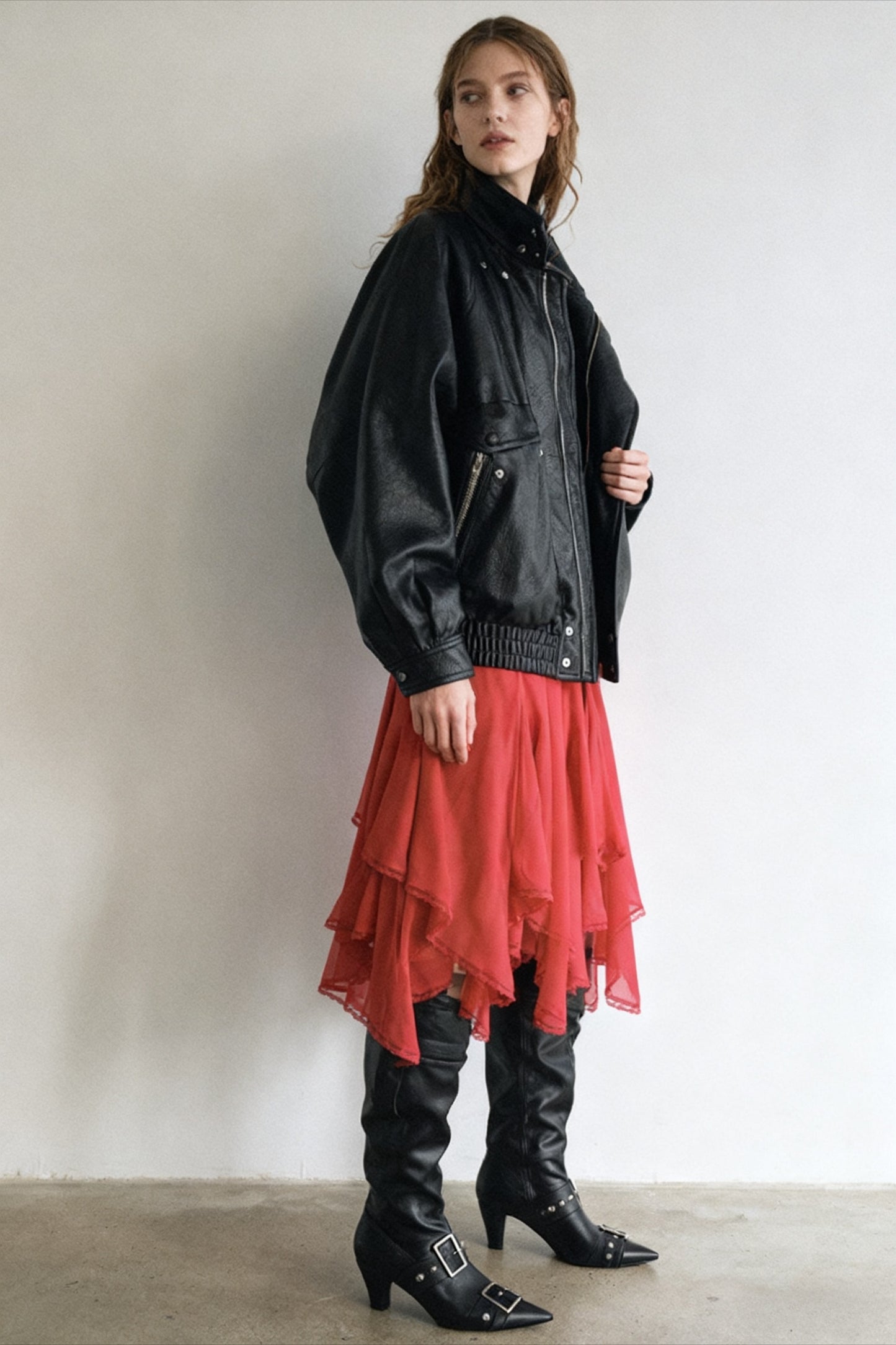 Relaxed fit stand collar jacket | 2 color