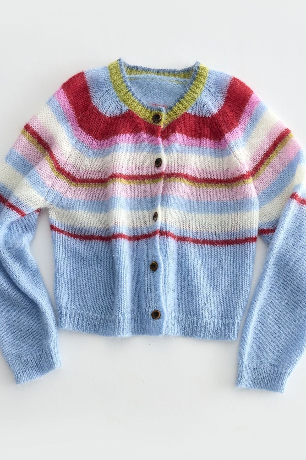 Wool and mohair cozy stripped sweater cardigan | 3 color