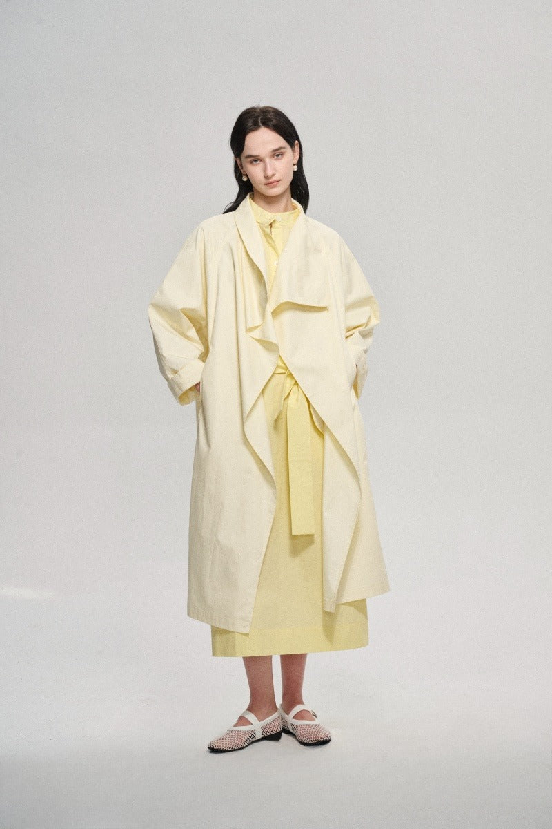 100 cotton structured silhouette trench coat | 2 color