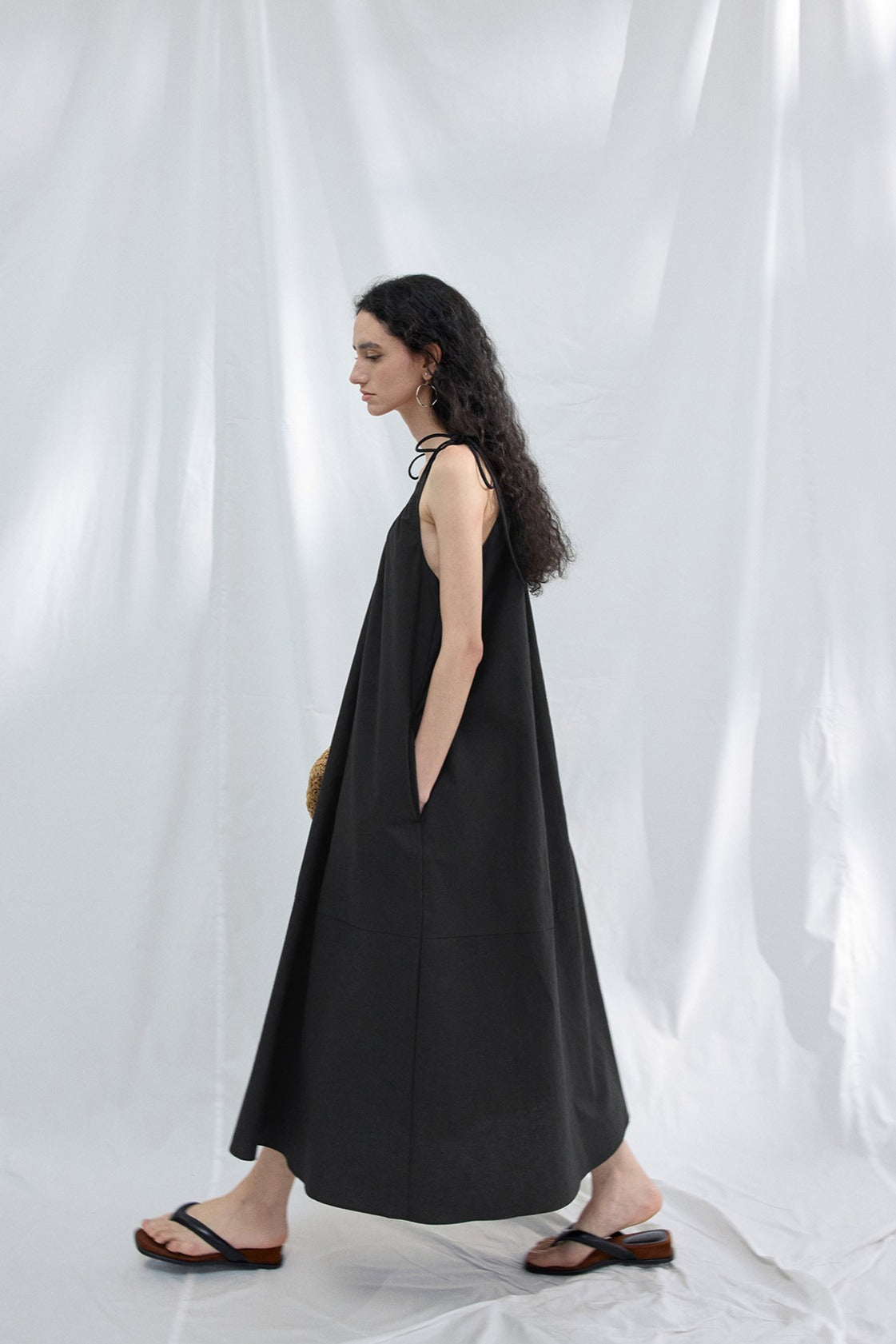 Cotton blend soft sling dress | 4 color