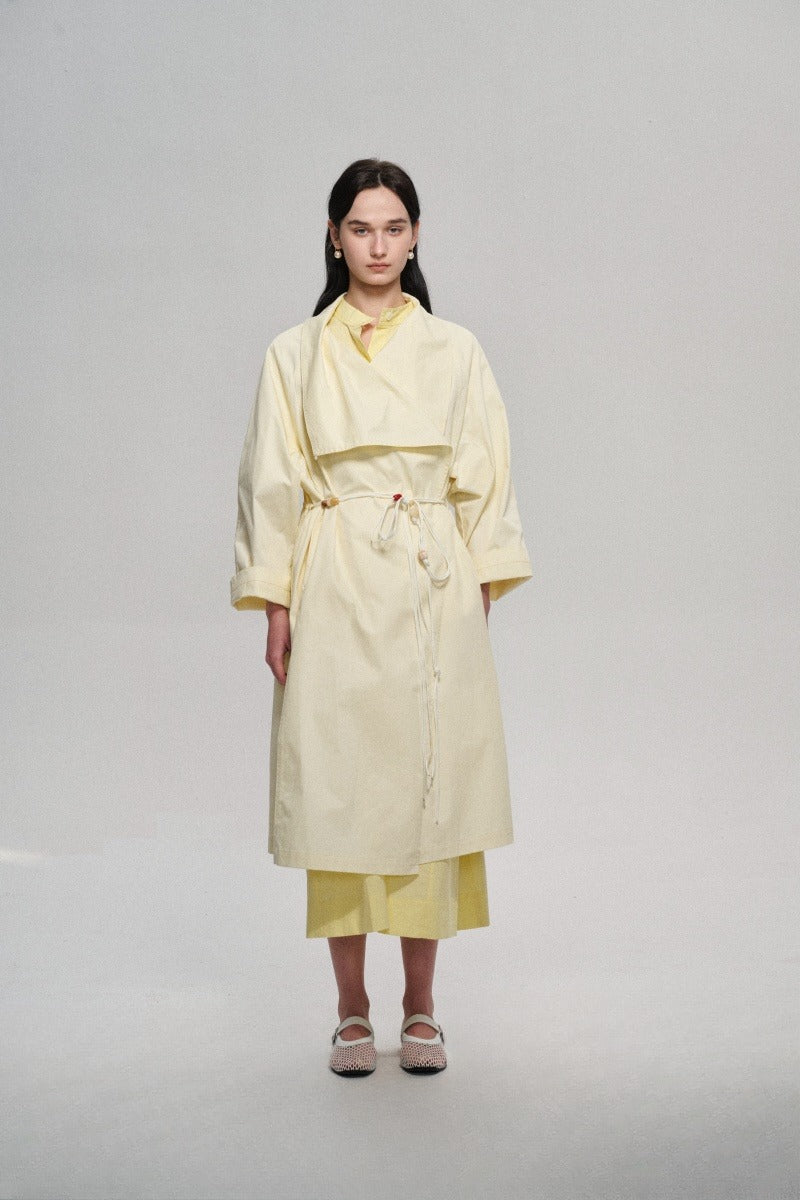 100 cotton structured silhouette trench coat | 2 color