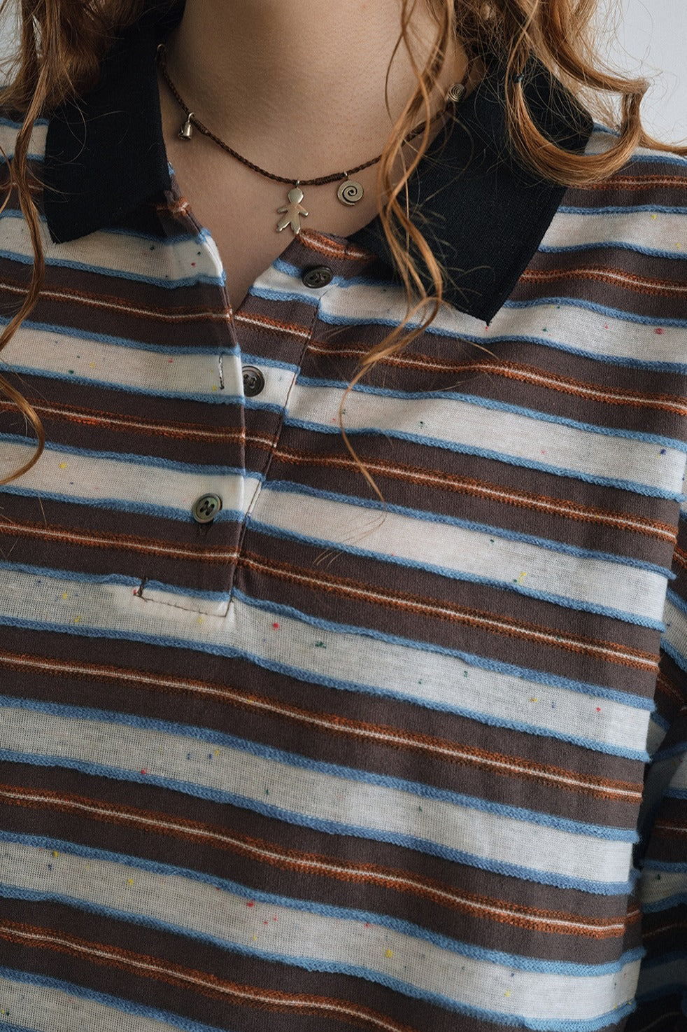 Cotton blend color-block retro polo T-shirt | 3 color