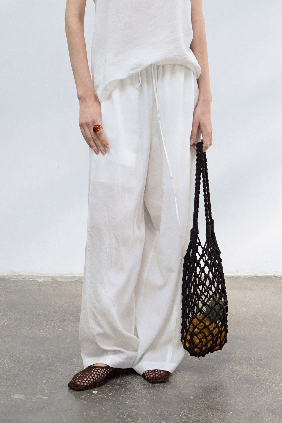 Lyocell elastic waist soft wide-leg pants | 4 color