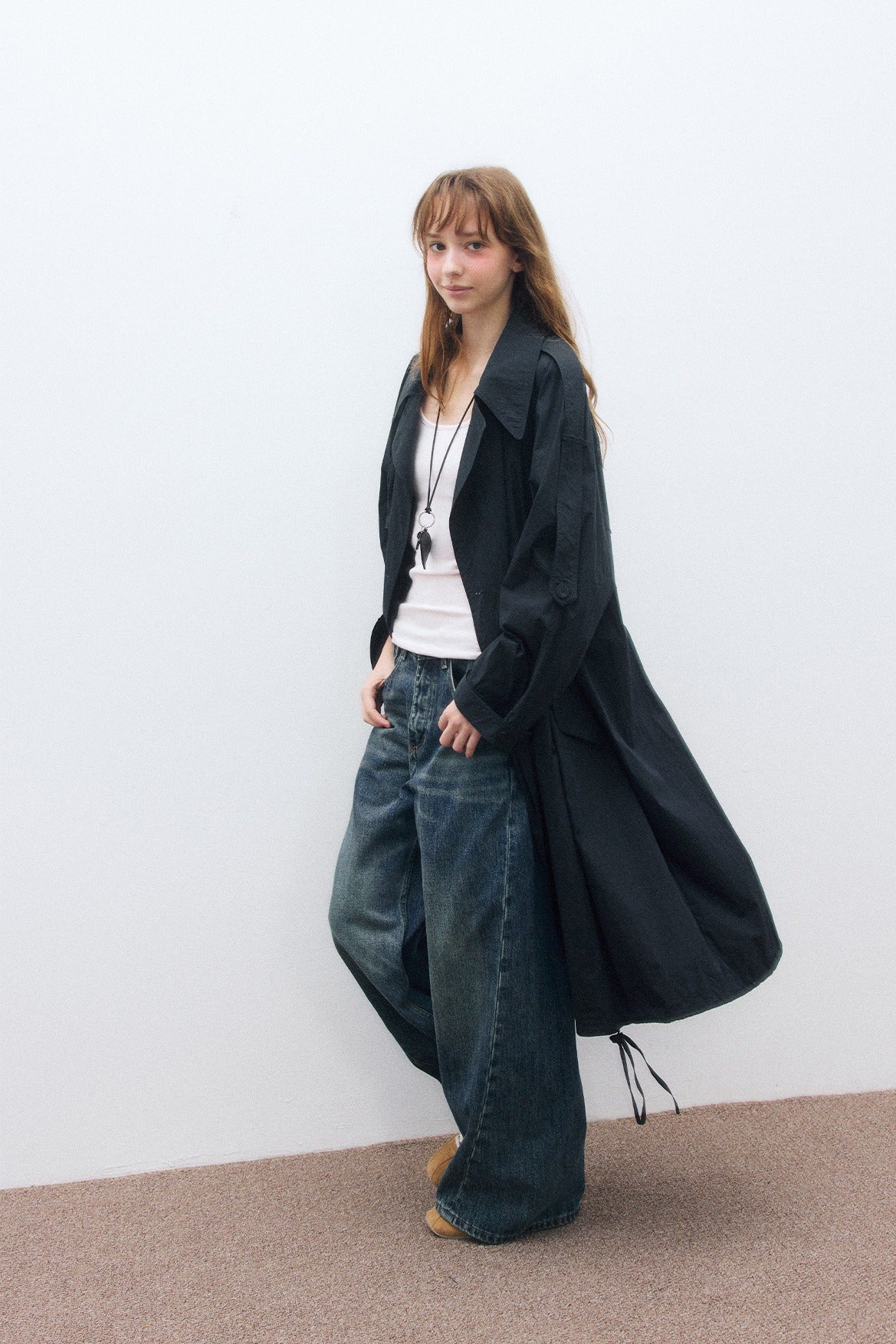 Cotton-nylon lightweight trench coat | 2 color