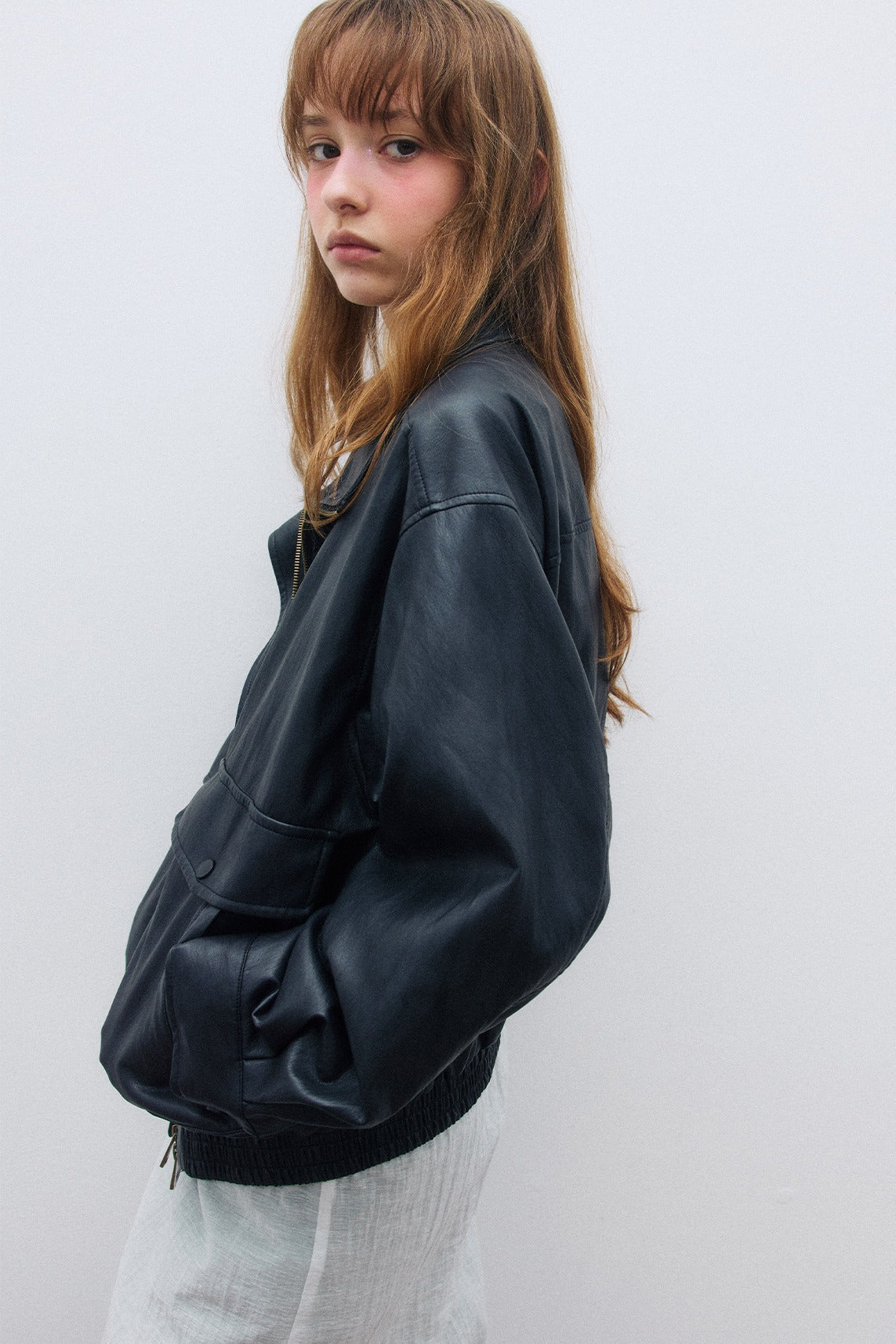 Relaxed-fit soft PU coating jacket | 3 color