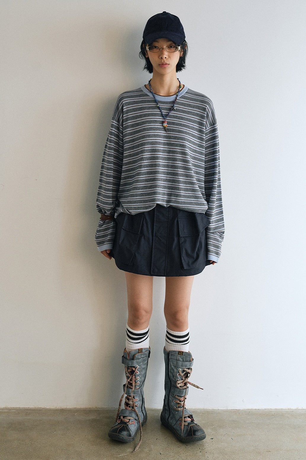 Wool blend oversized striped knitwear | 5 color