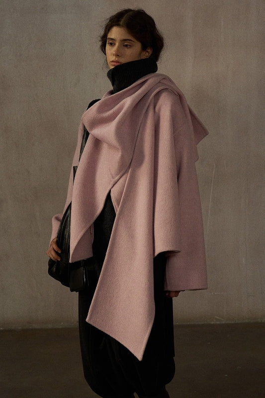Wool-silk-angora double-faced jacket scarf collar | 4 color