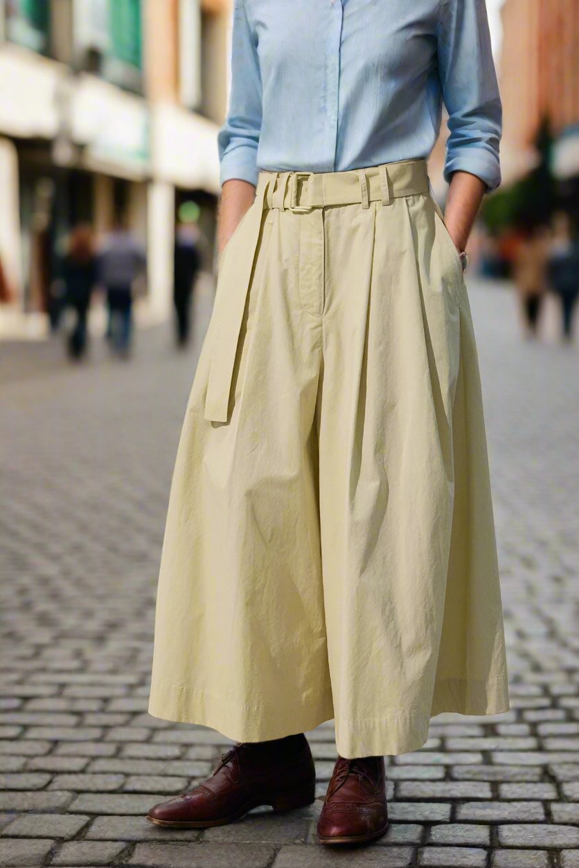 100% Cotton wide leg cropped culotte pants | 3 color