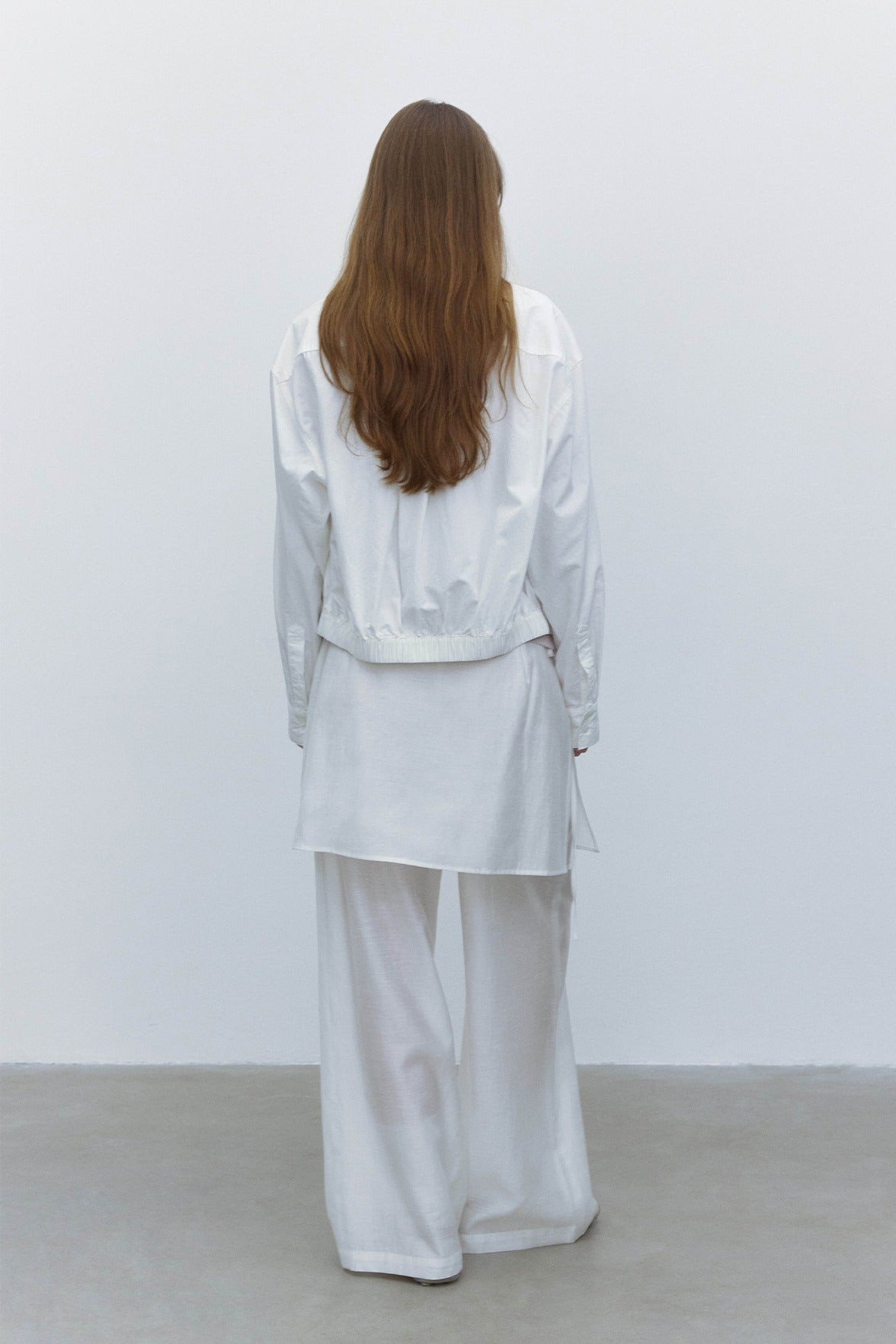 Cotton blend cropped elastic waist shirt jacket | 3 color