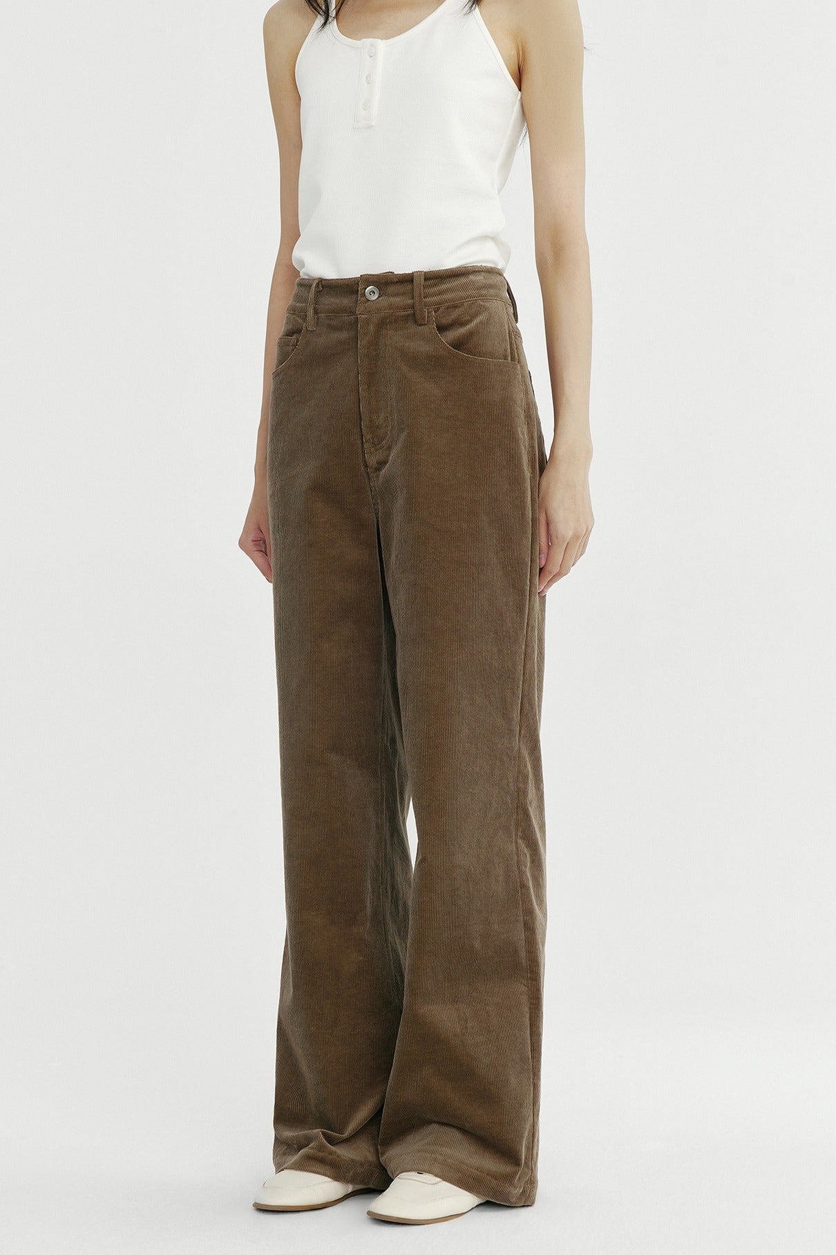 Cotton retro corduroy straight leg trousers | 2 color
