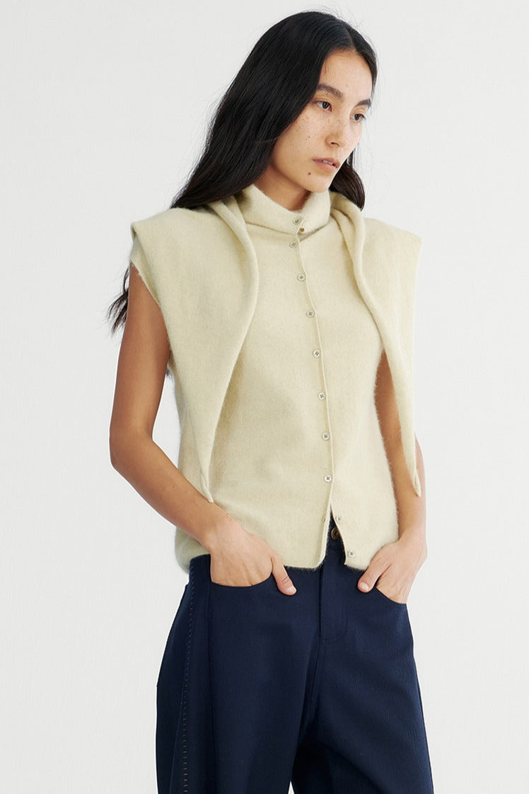 Wool containing lightweight soft knit top and scarf | 3 color