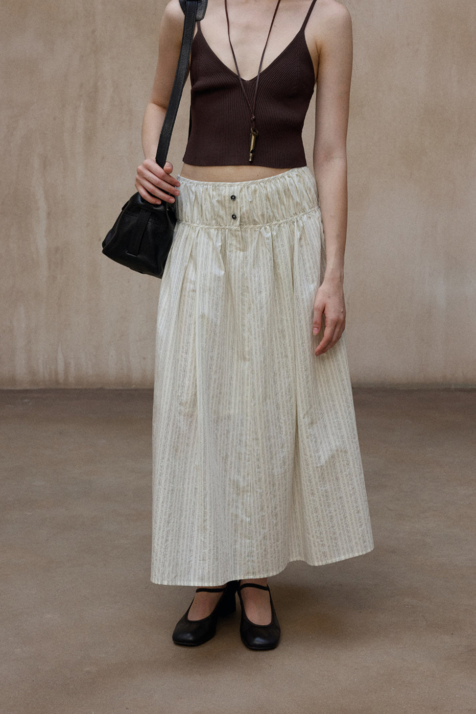 Cotton blend A-line striped design skirt | 3 color