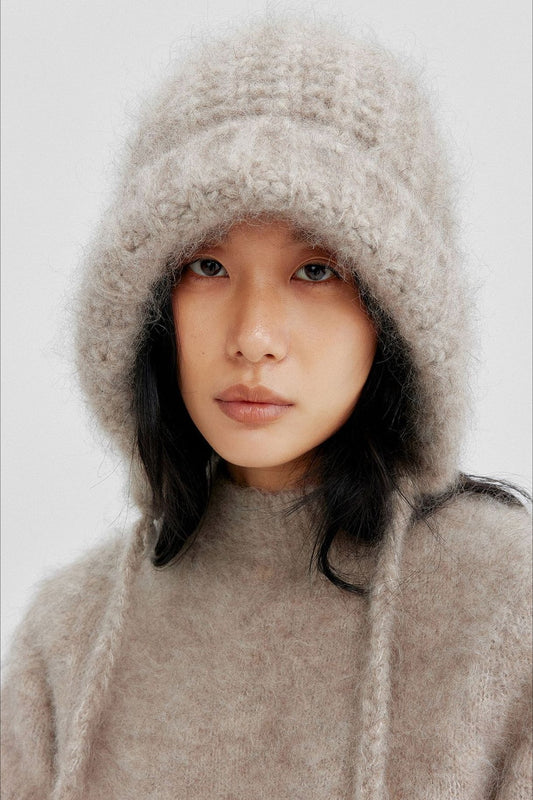 Cashmere-alpaca blend soft long hair hat