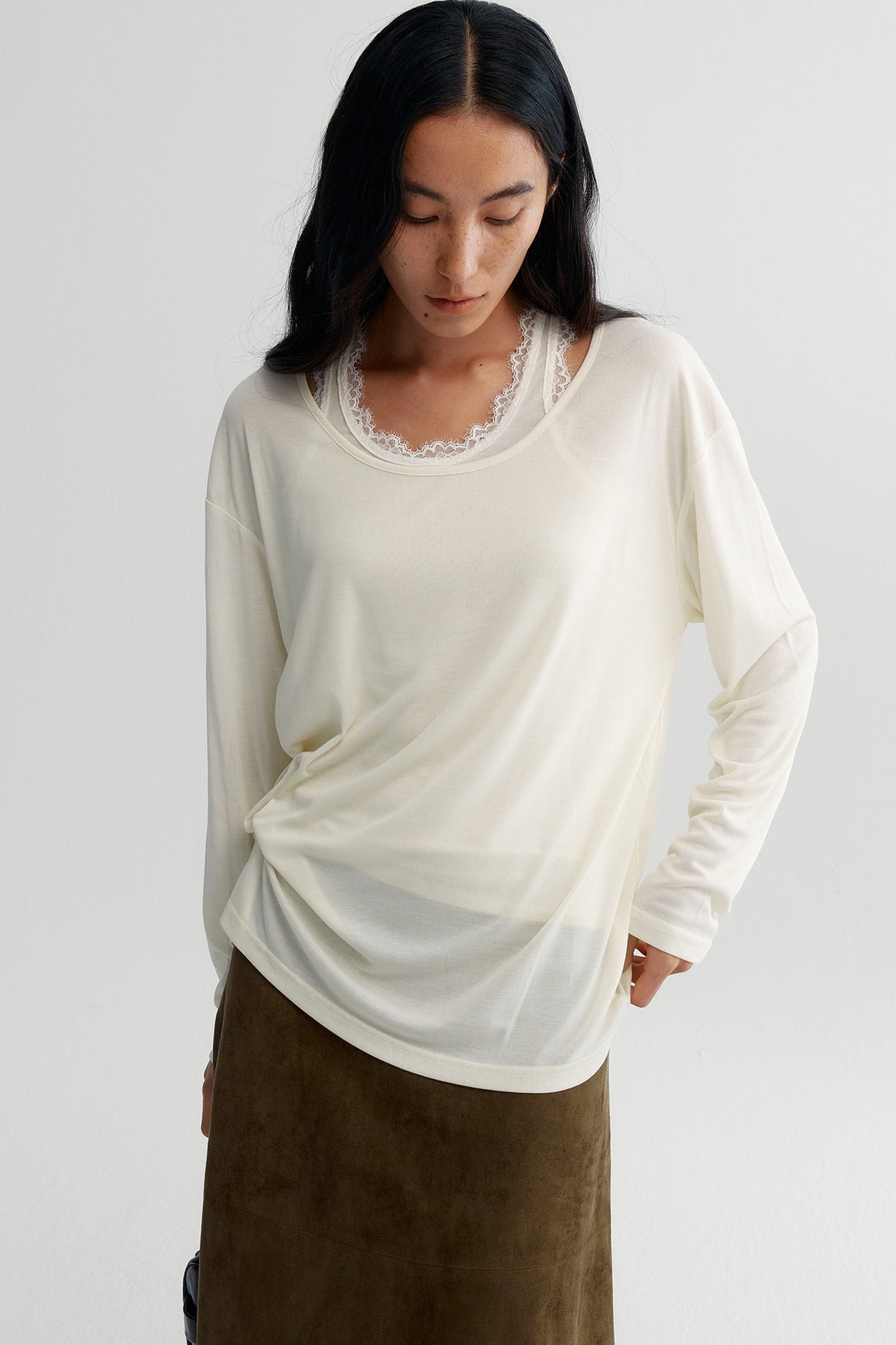 High elastic modal blend relaxed fit sling and t-shirt set | 3 color