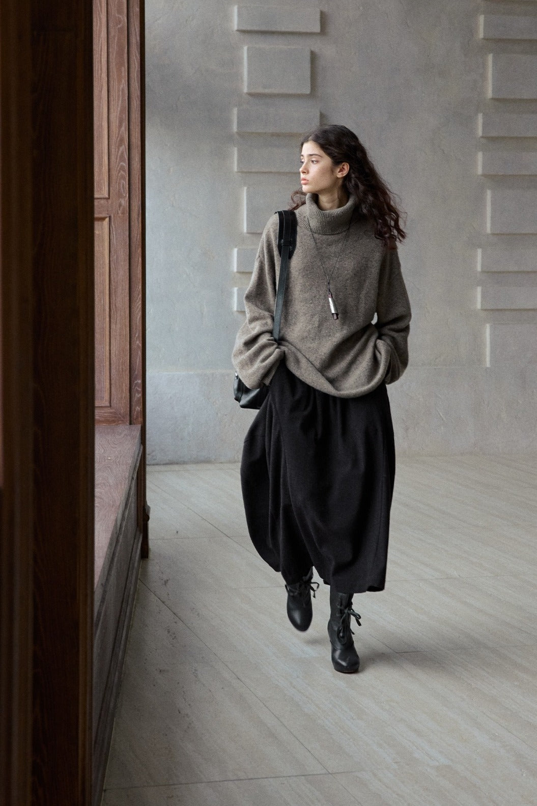 100% wool loose-fit high neck sweater
