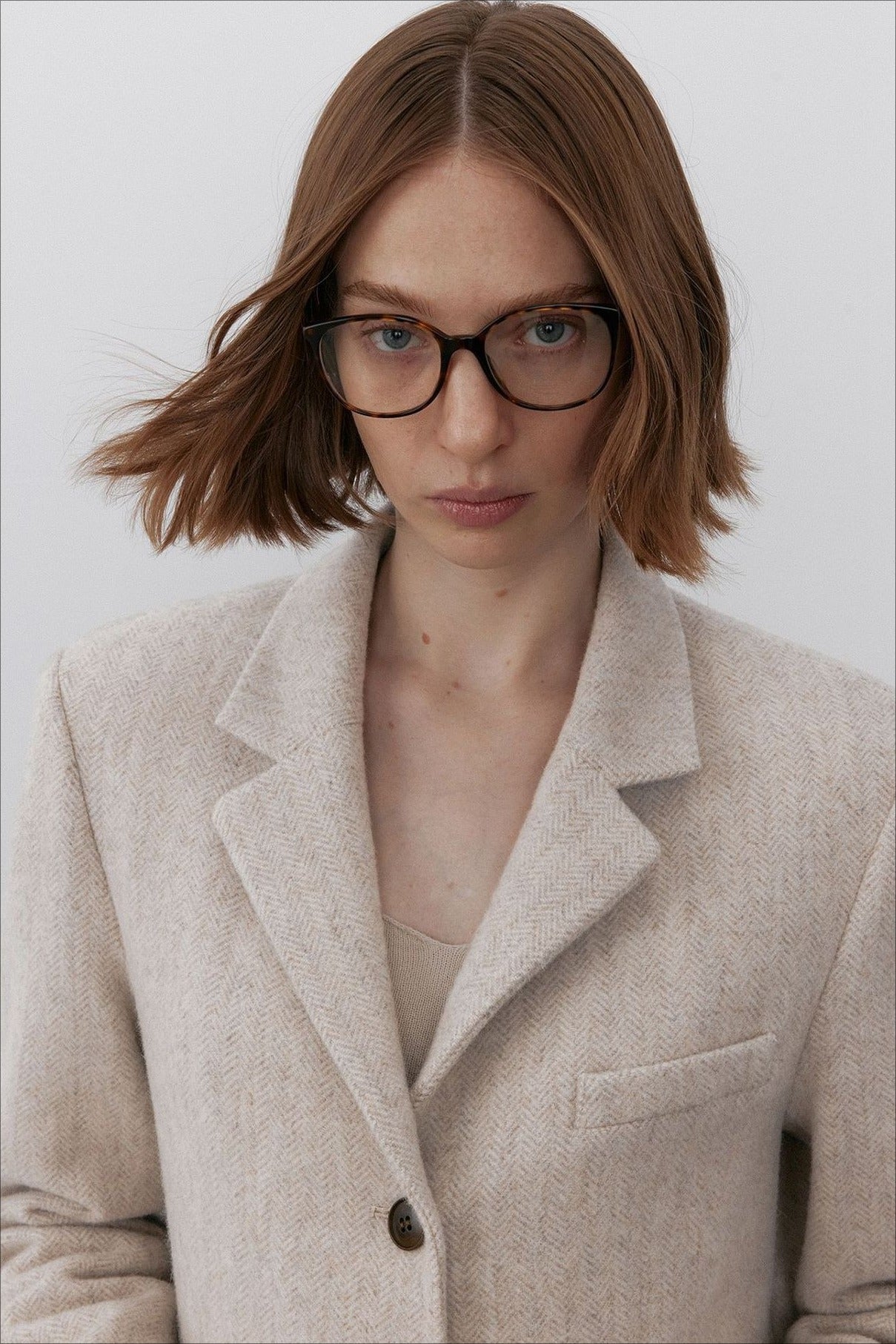 Wool-cashmere chic fit mid-length suit jacket