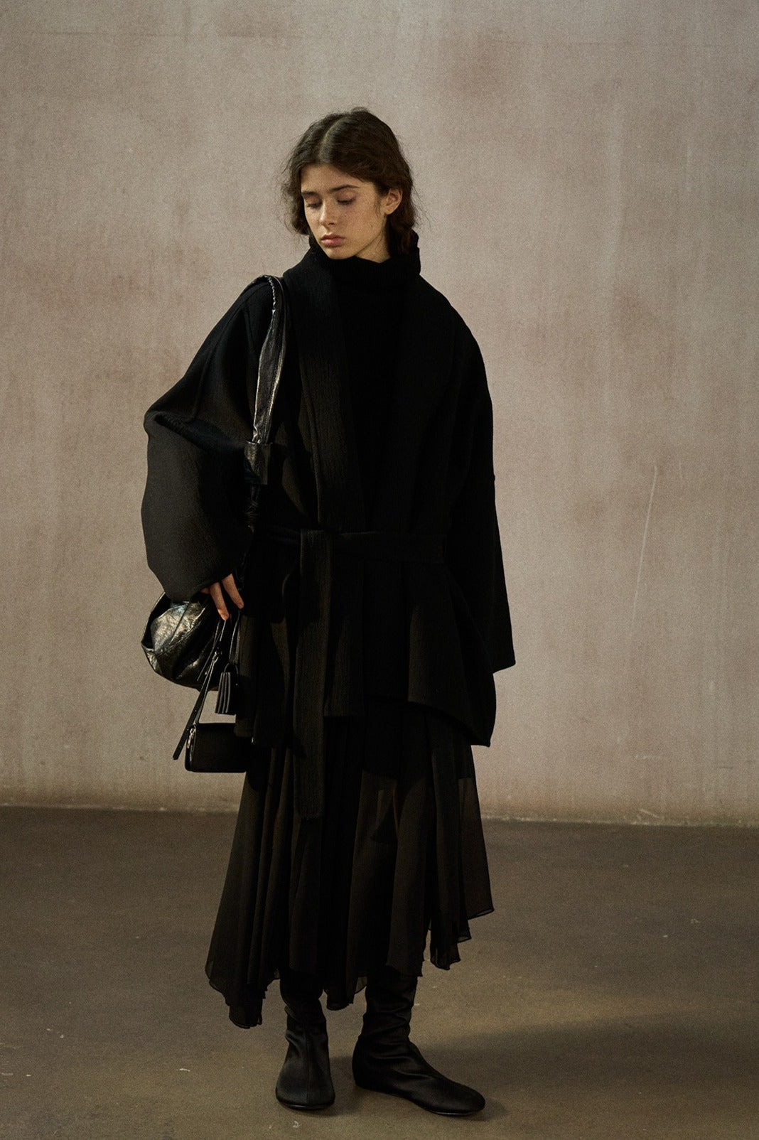 Wool blend batwing silhouette relaxed fit jacket | 2 color