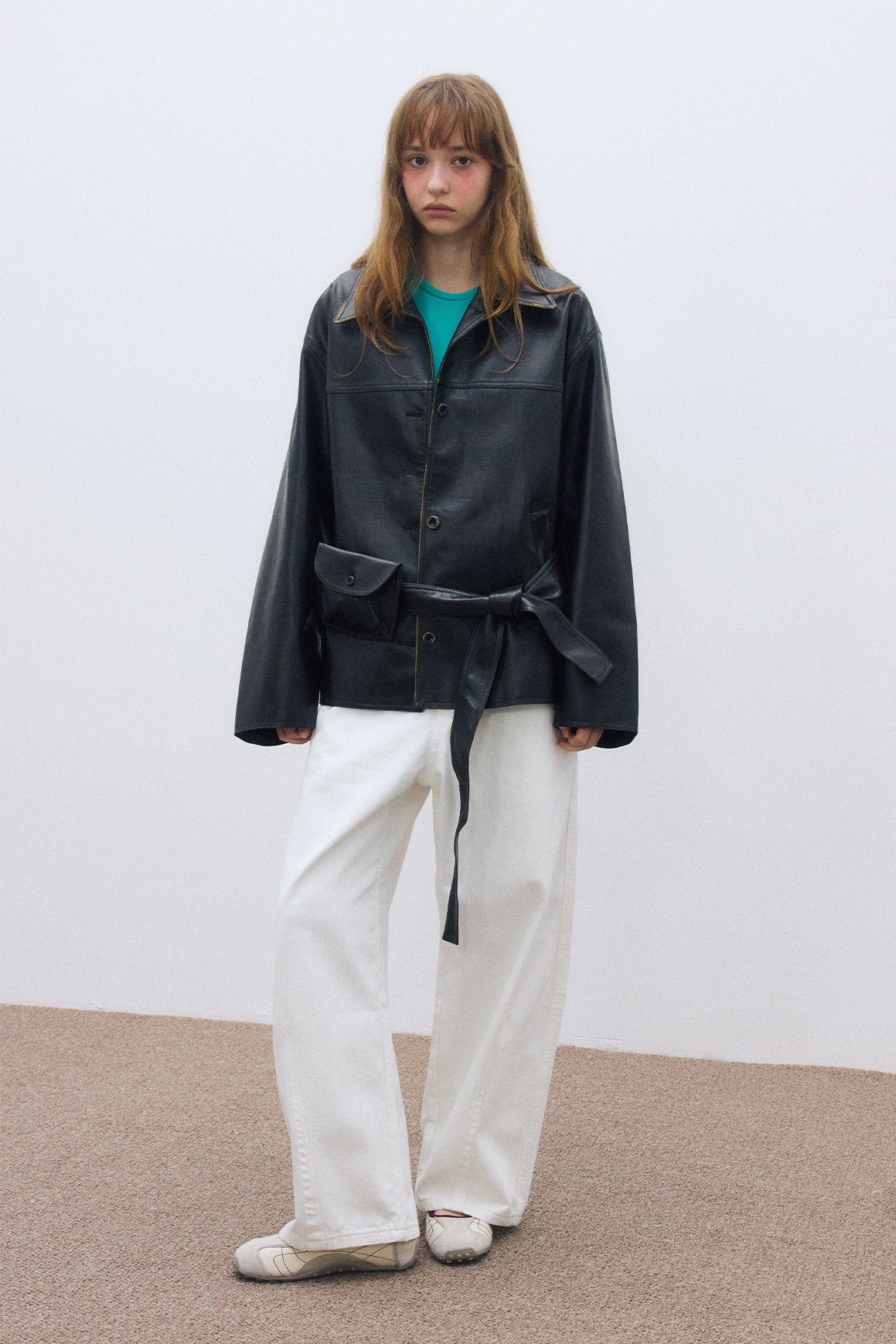 PU-coated vintage-look jacket with e belt | 3 color