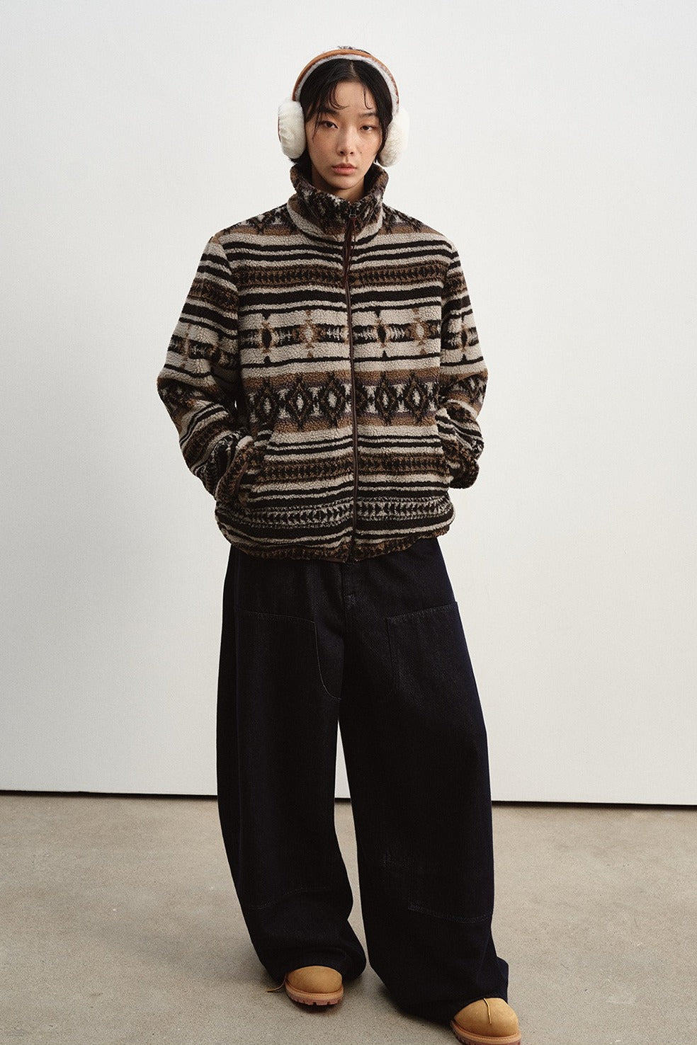 Cozy and casual jacquard fleece jacket | 2 color