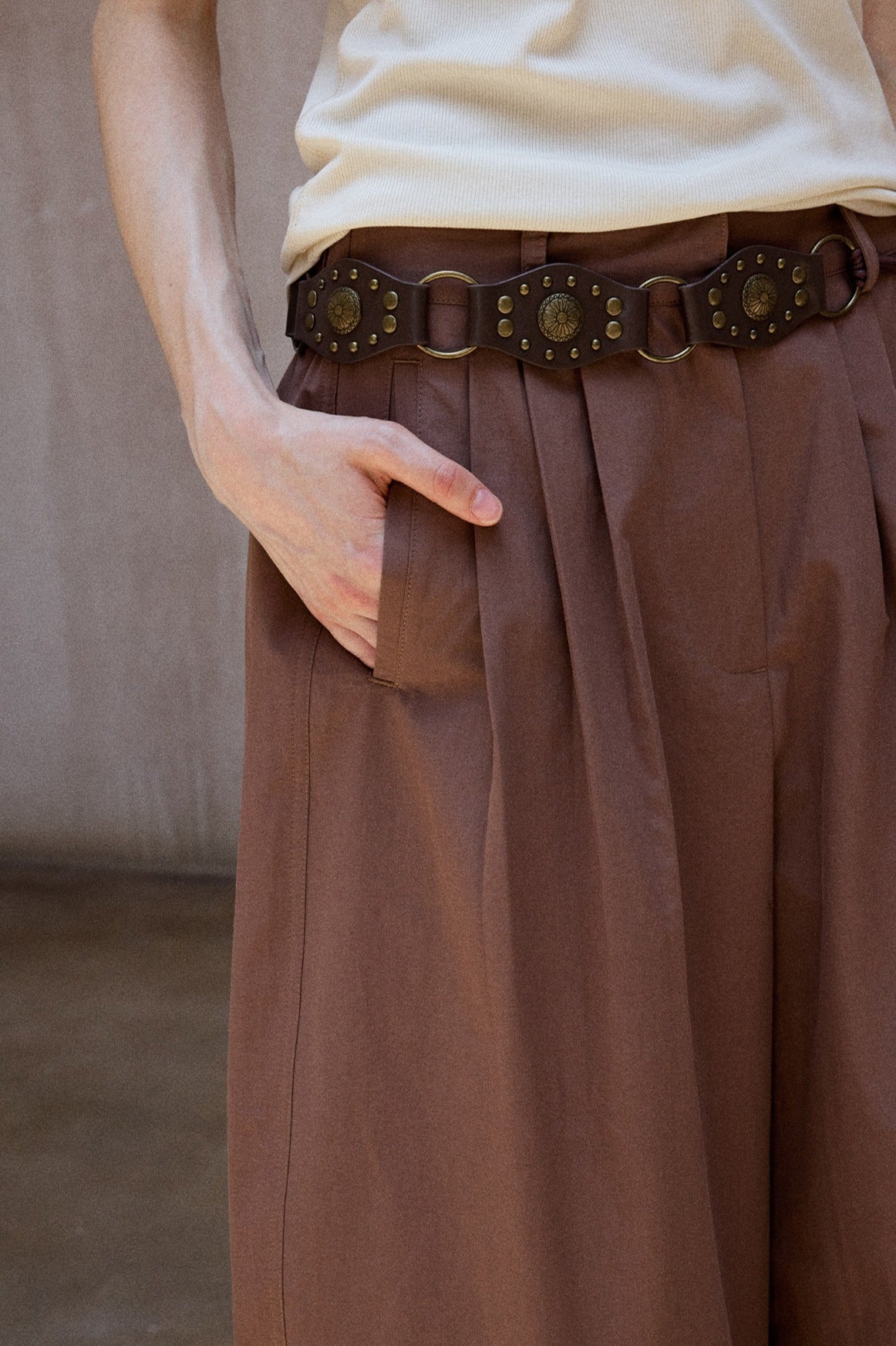 Cotton blend linen relaxed-fit pants | 3 color