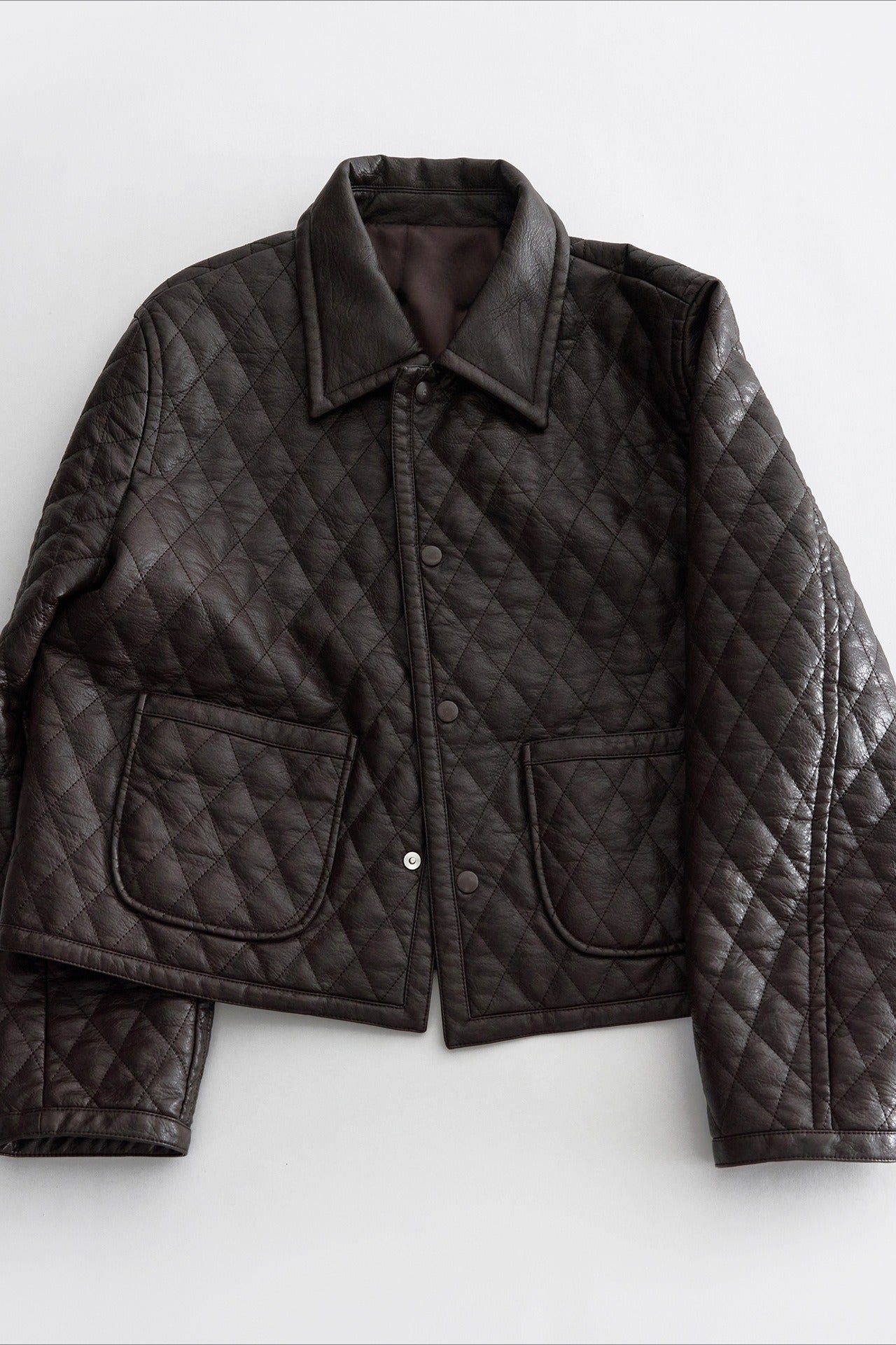 Retro-style quilted PU jacket | 2 color