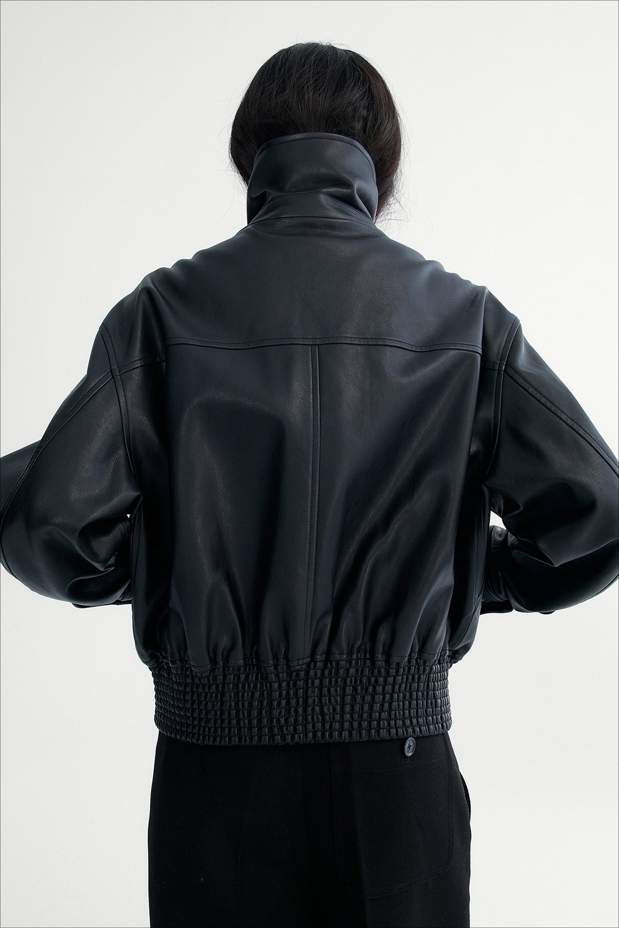 PU silhouetted retro style jacket | 2 color