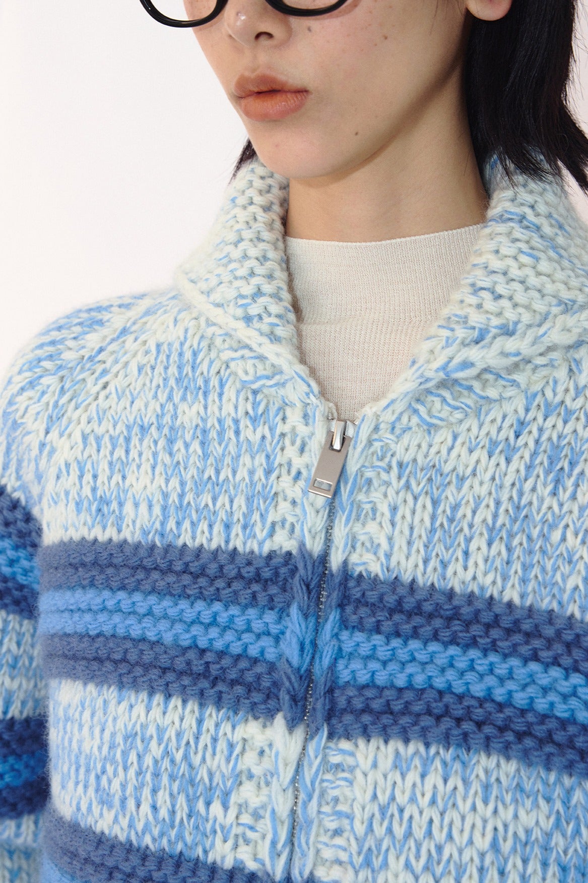 100% wool chunky marled knit sweater cardigan | 2 color
