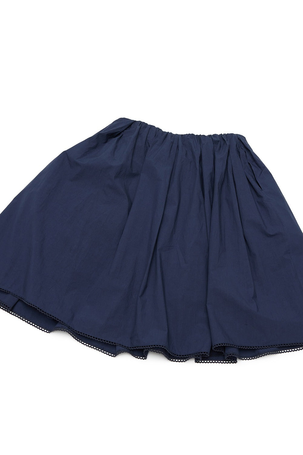 Textured cotton midi skirt with lace trim | 4 color