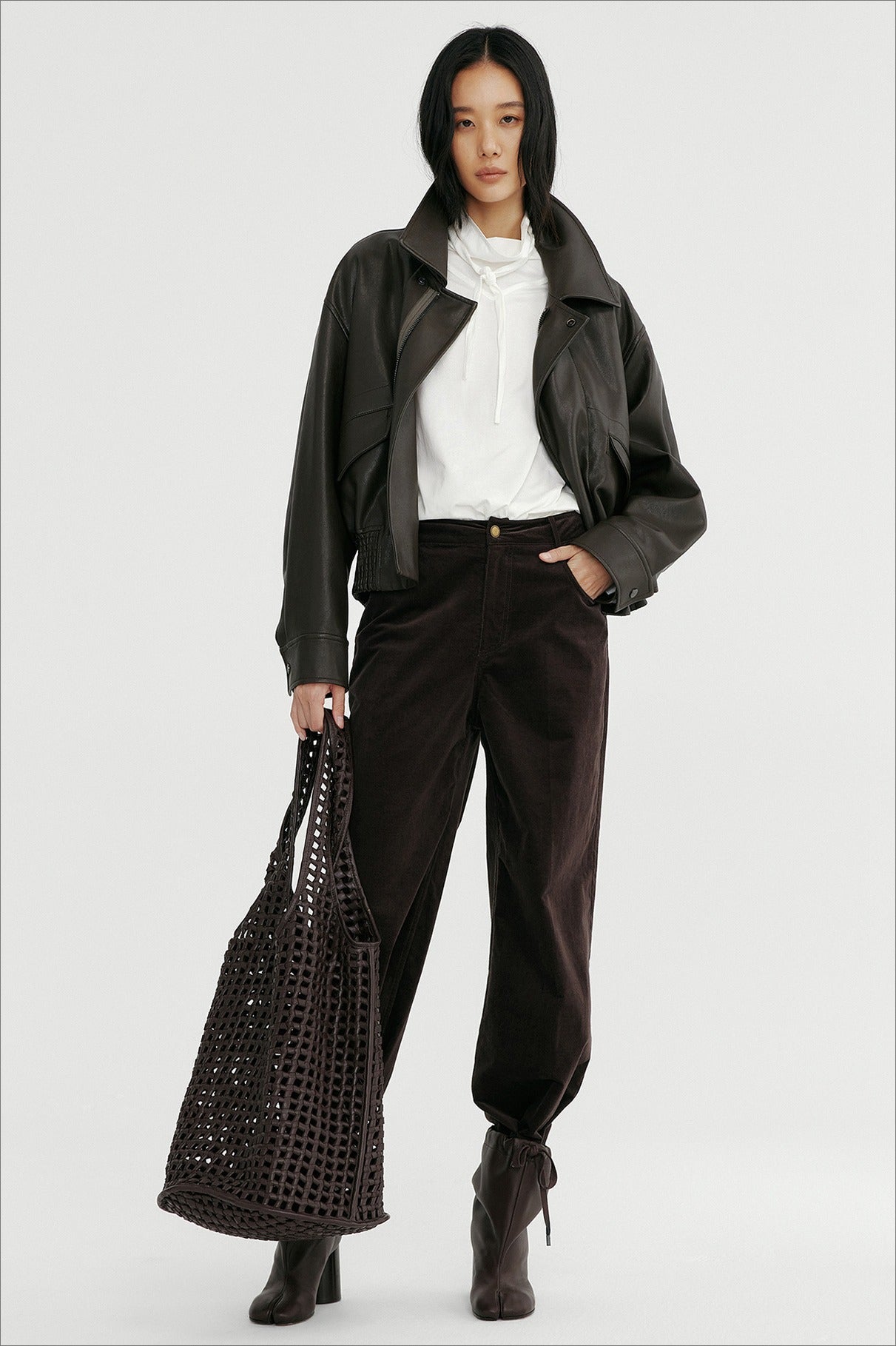 PU silhouetted retro style jacket | 2 color