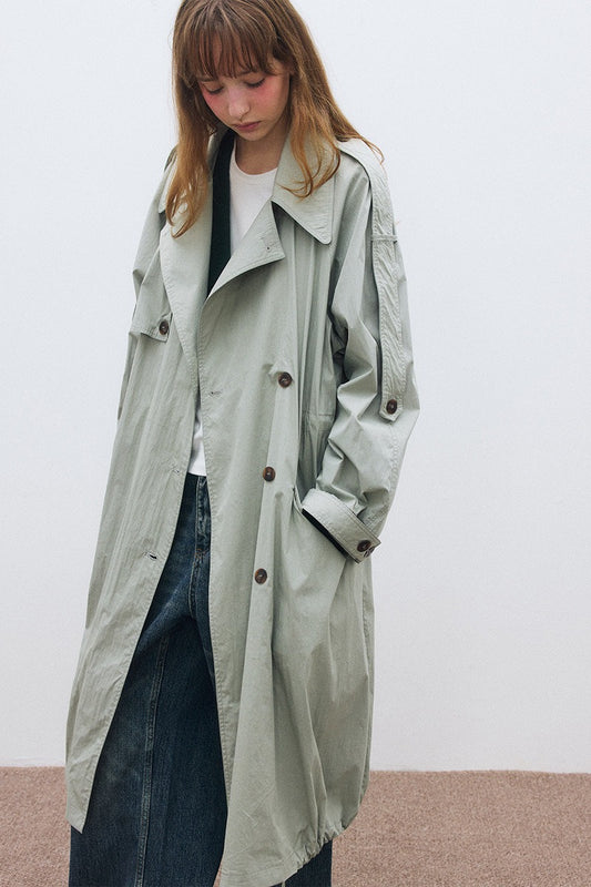 Cotton-nylon lightweight trench coat | 2 color