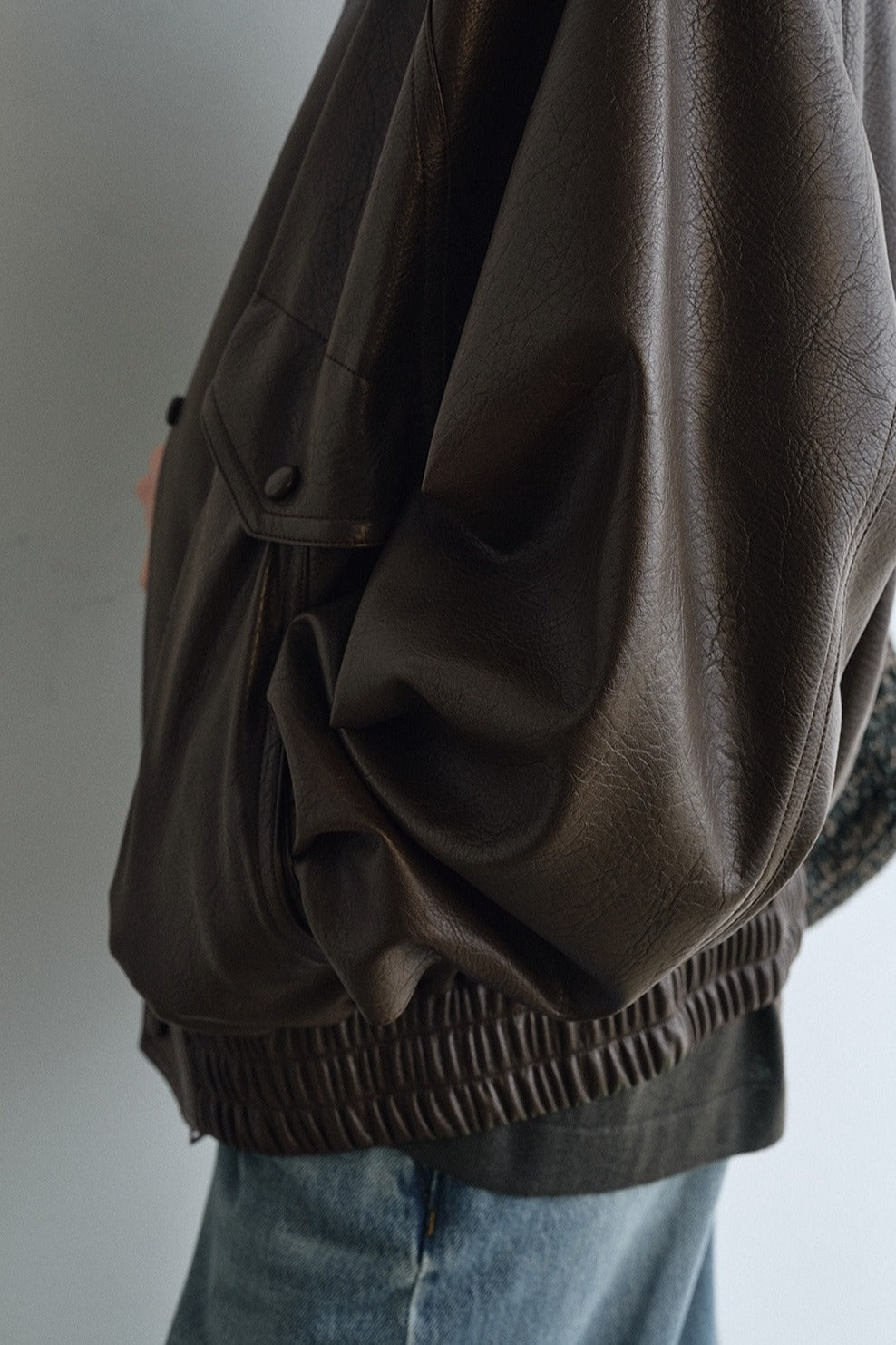 Soft texture relaxed fit stand collar jacket | 2 color