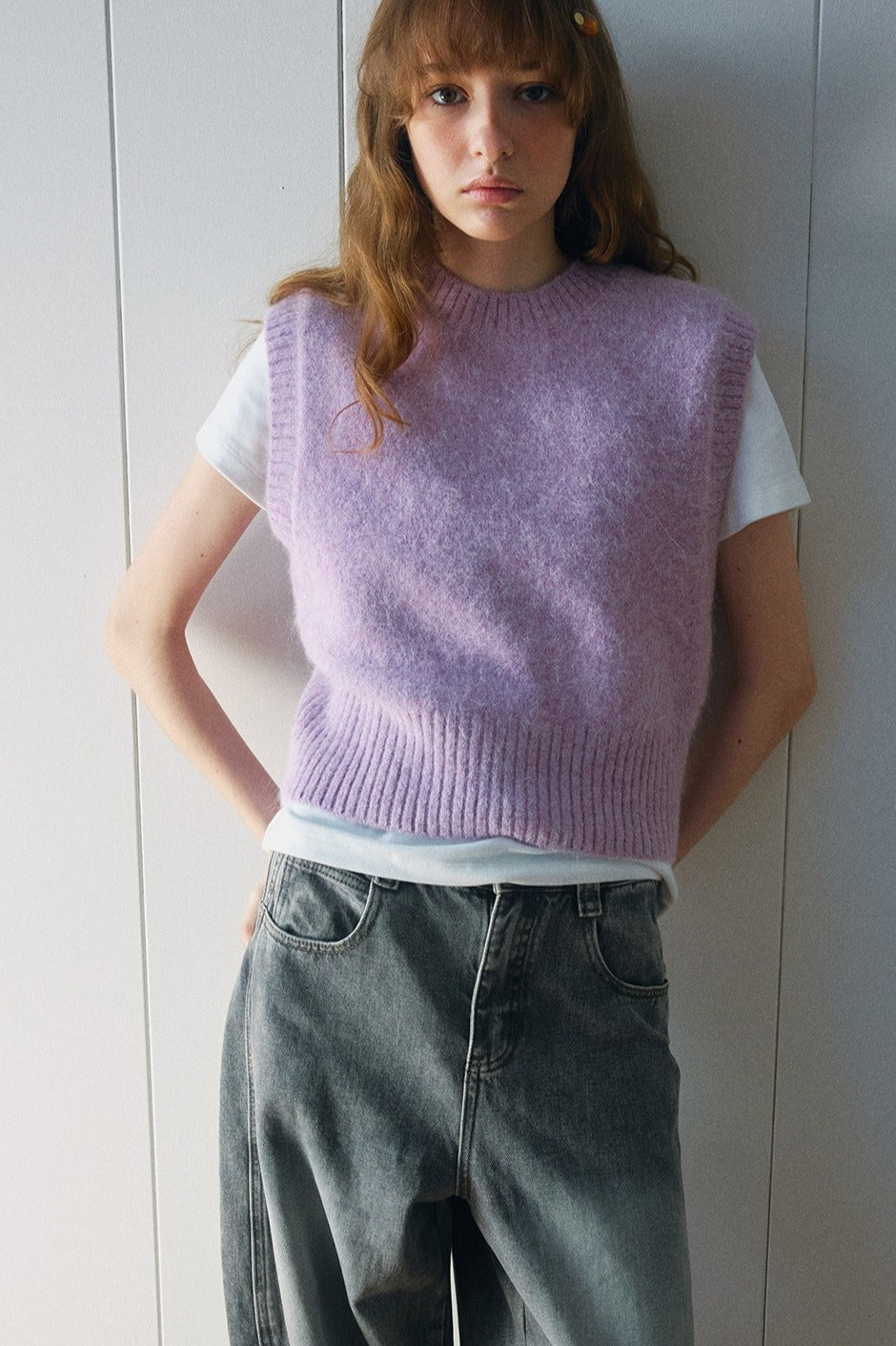 Alpaca blend minimalist cropped vest | 4 color