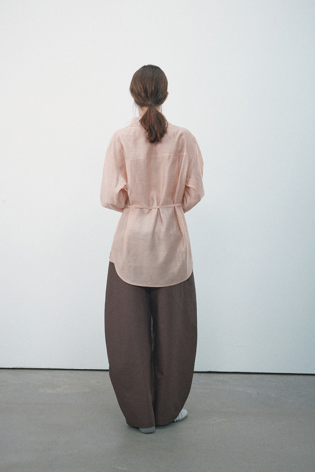Lyocell blend semi-sheer mid-length shirt | 5 color
