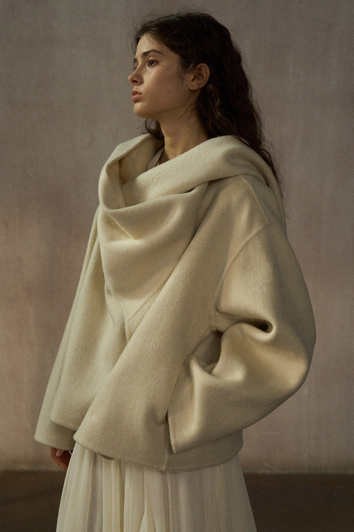 Wool-silk-angora double-faced jacket scarf collar | 4 color