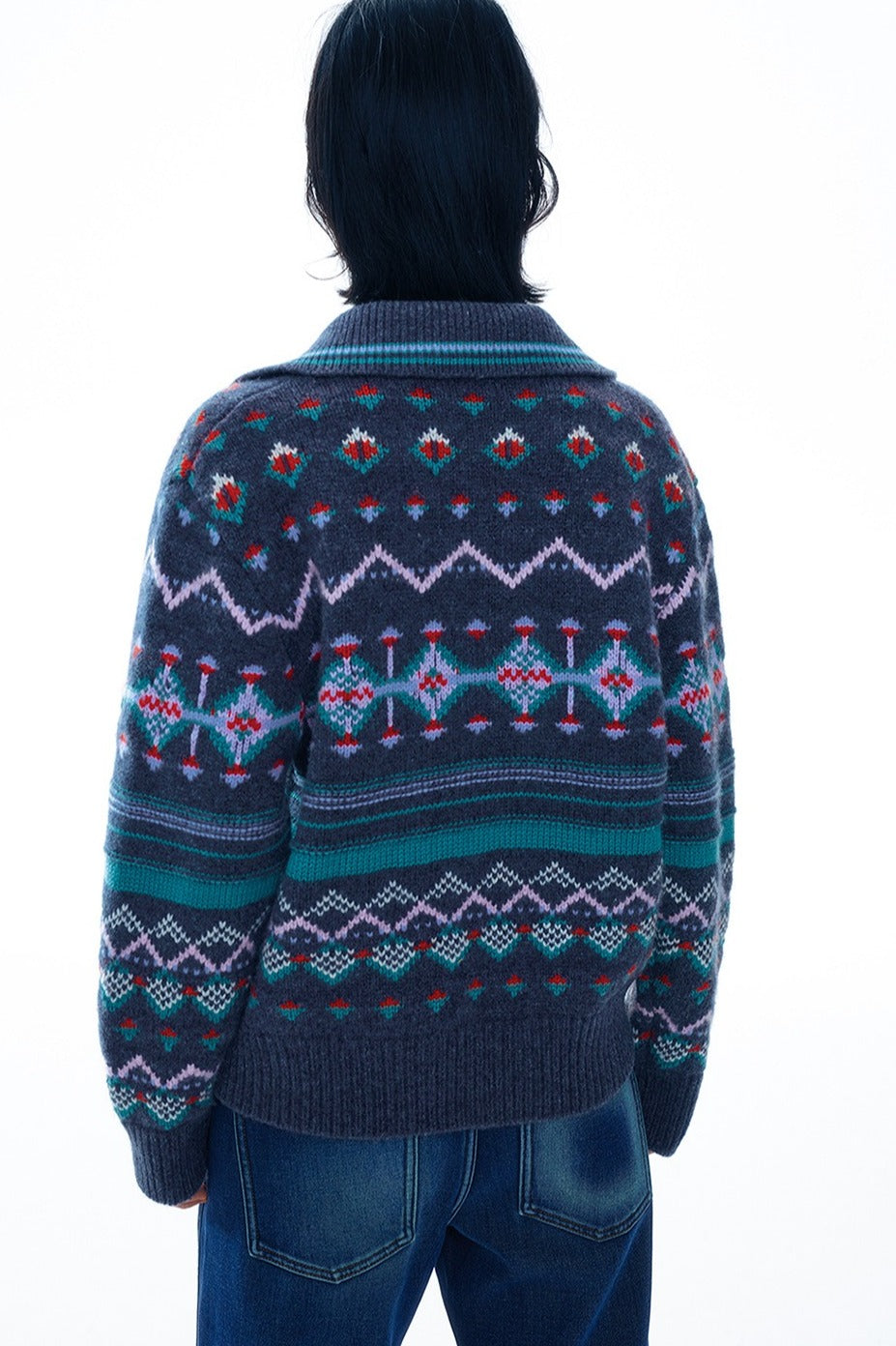 Wool retro style tie-neck collar sweater | 2 color