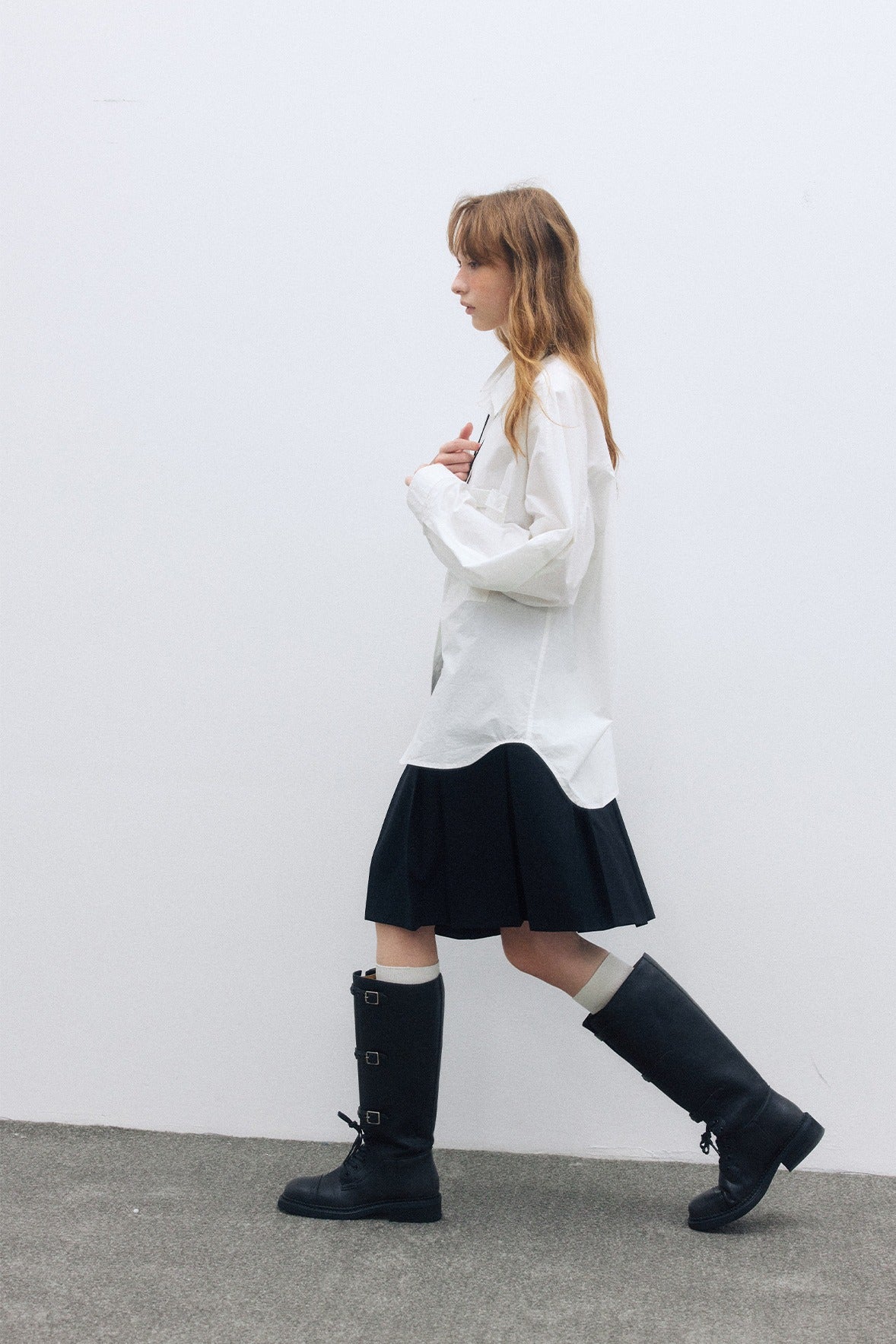 High rise crisp pleats A-line skirt | 2 color