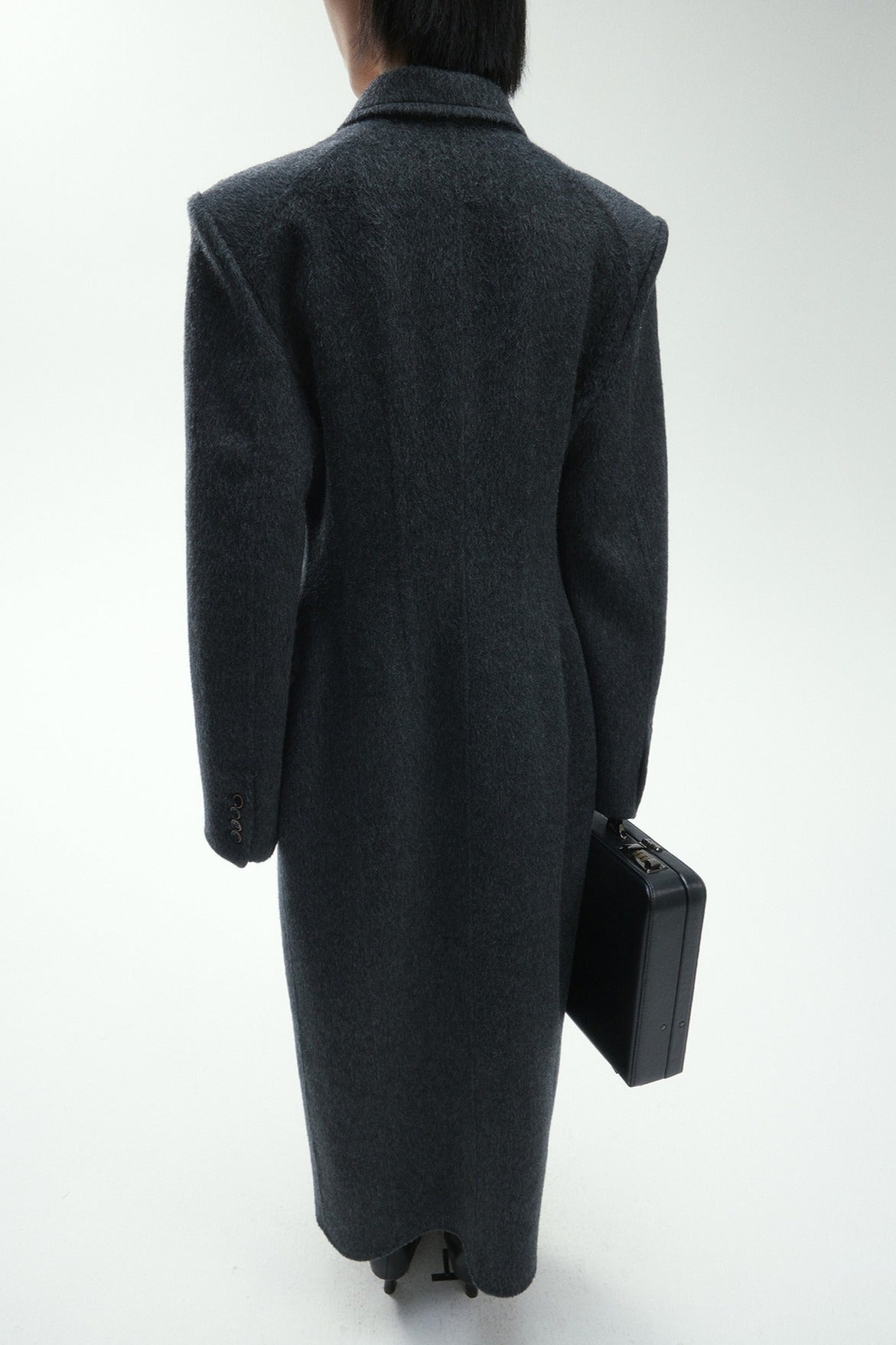 100% wool hourglass silhouette overcoat