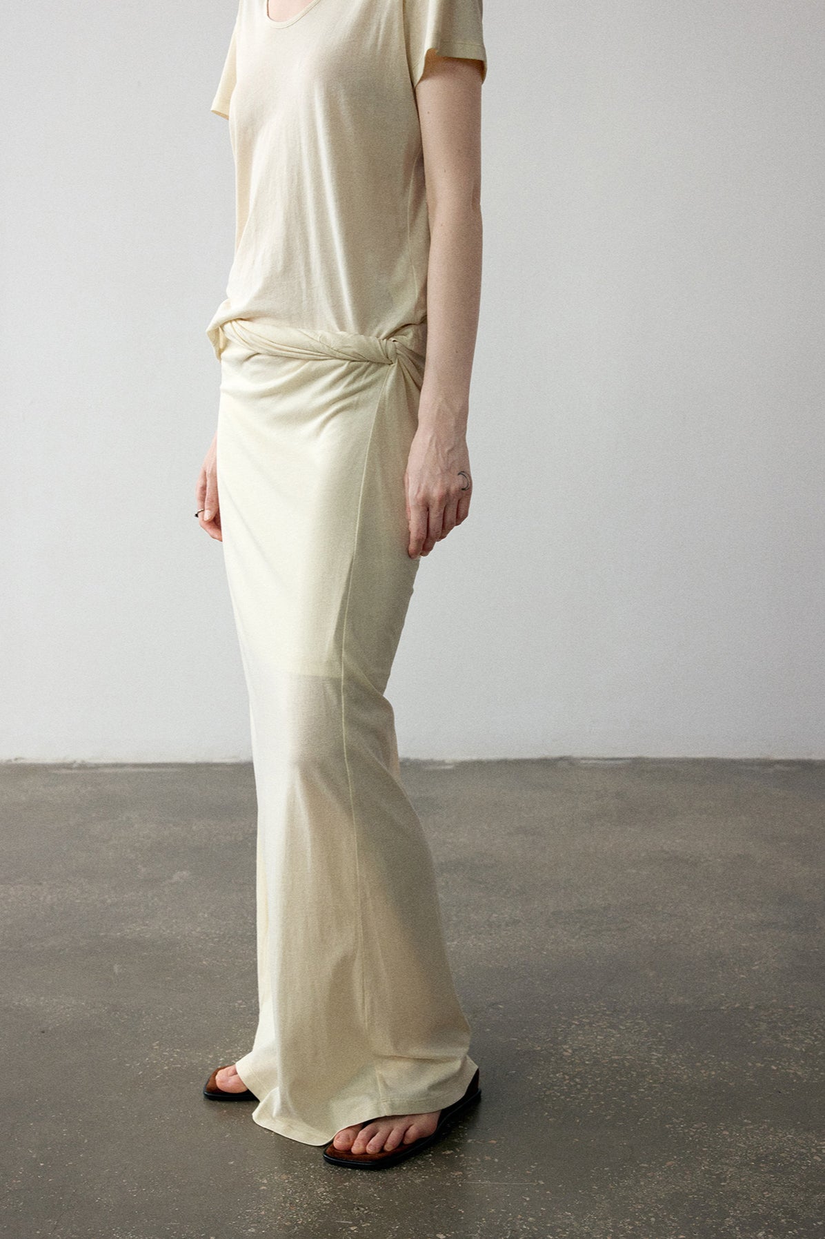 Cotton blend twisted waist A-line skirt | 3 color