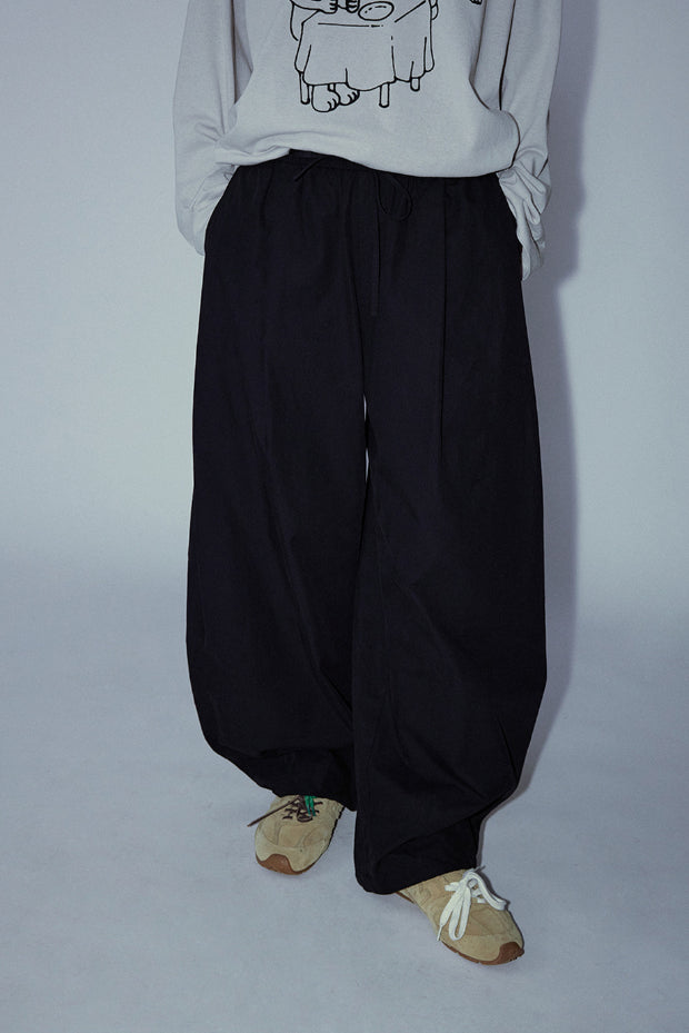 100% cotton balloon silhouette casual pants | 4 color