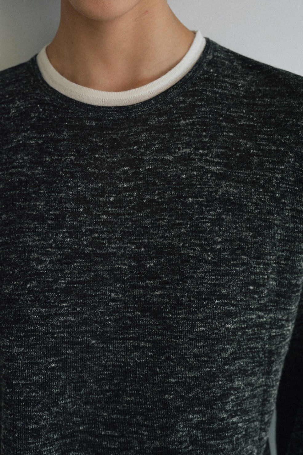Acrylic-linen fake two-piece lightweight knitwear | 3 color