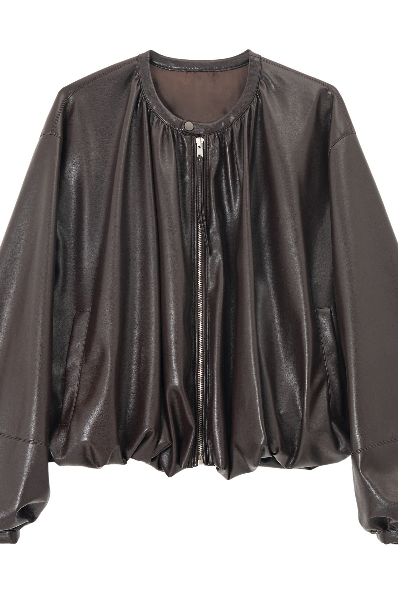 Romantic pleated soft PU jacket | 3 color