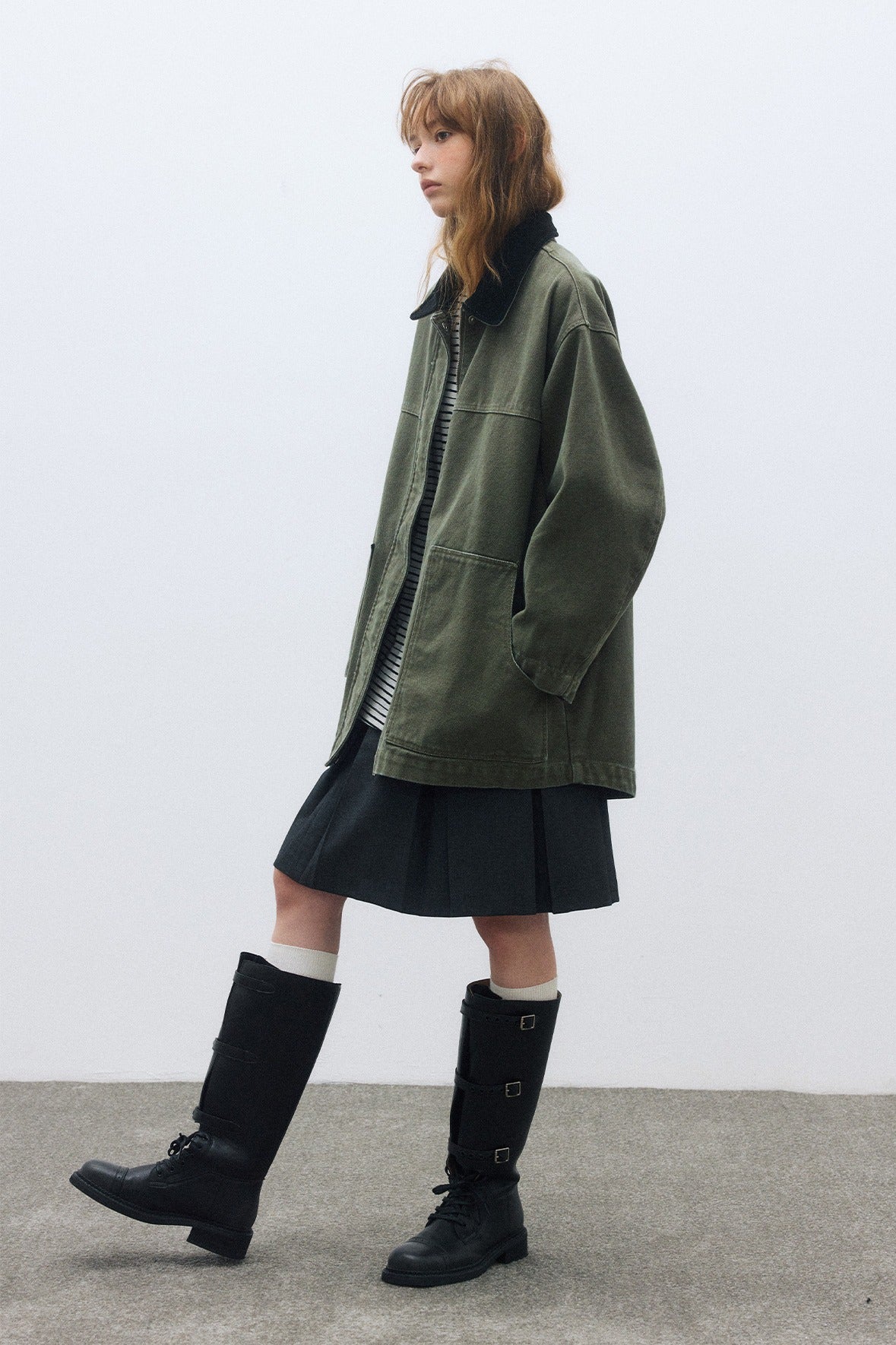 100% cotton barn-style mid-length jacket | 2 color