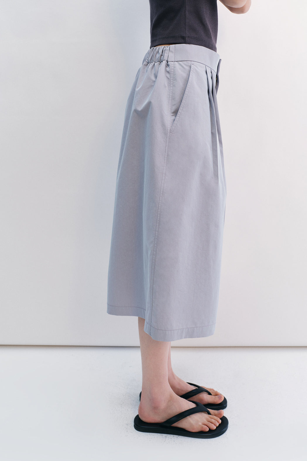 Cotton blend relaxed fit 7/8 pants | 4 color