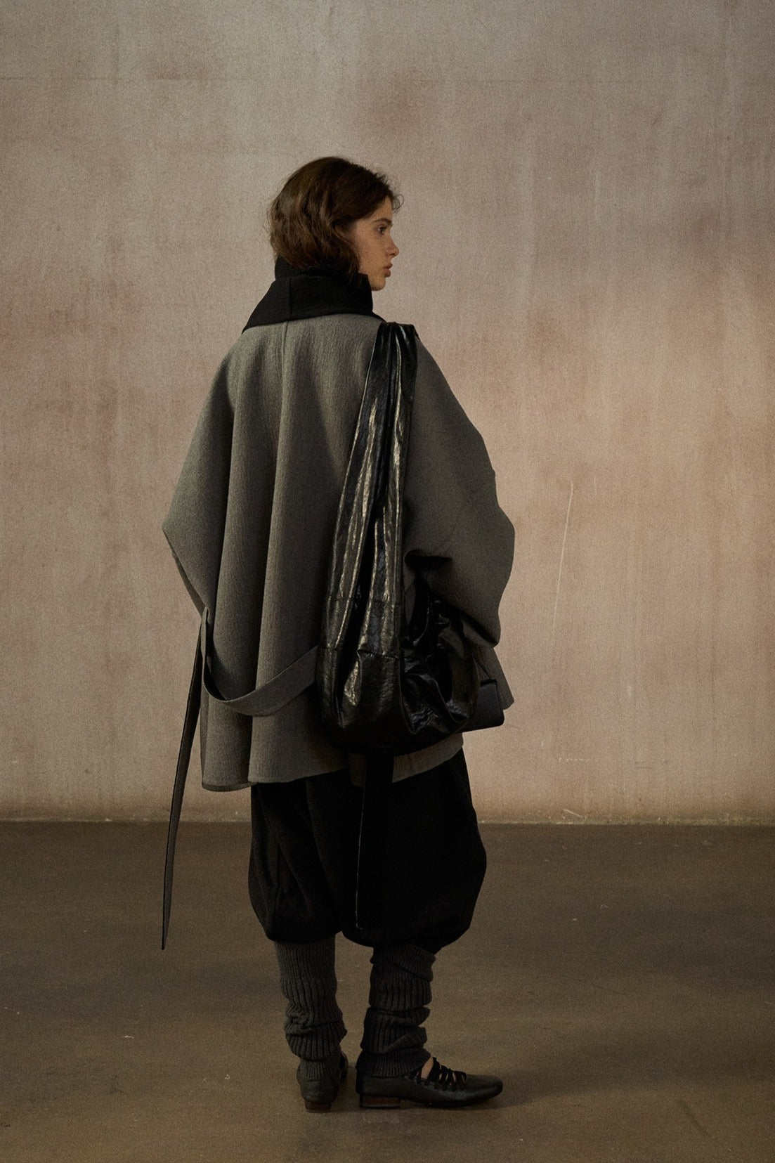 Wool blend loose-fit batwing silhouette jacket | 2 color