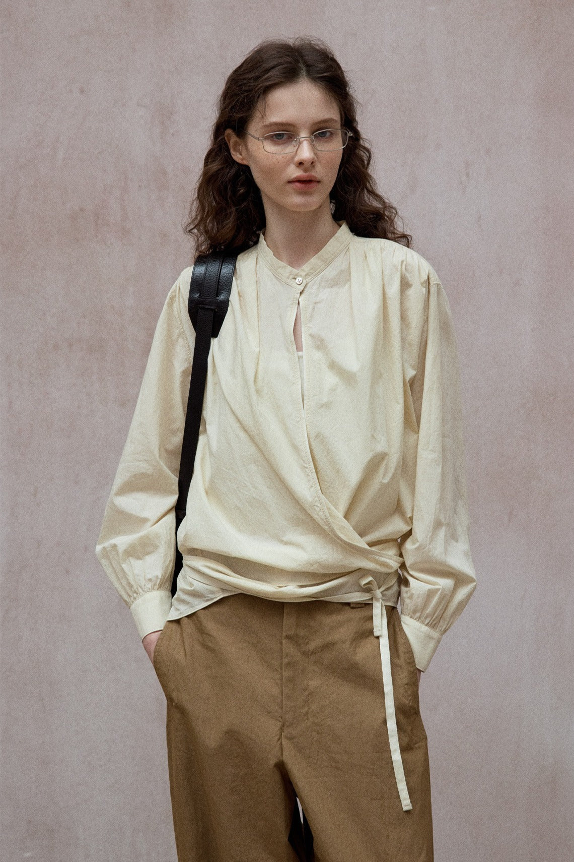 100% cotton wrap waist shirt | 4 color