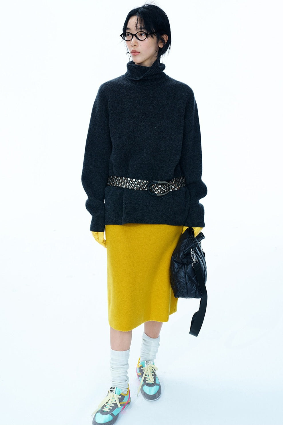Wool blend high neck sweater | 4 color