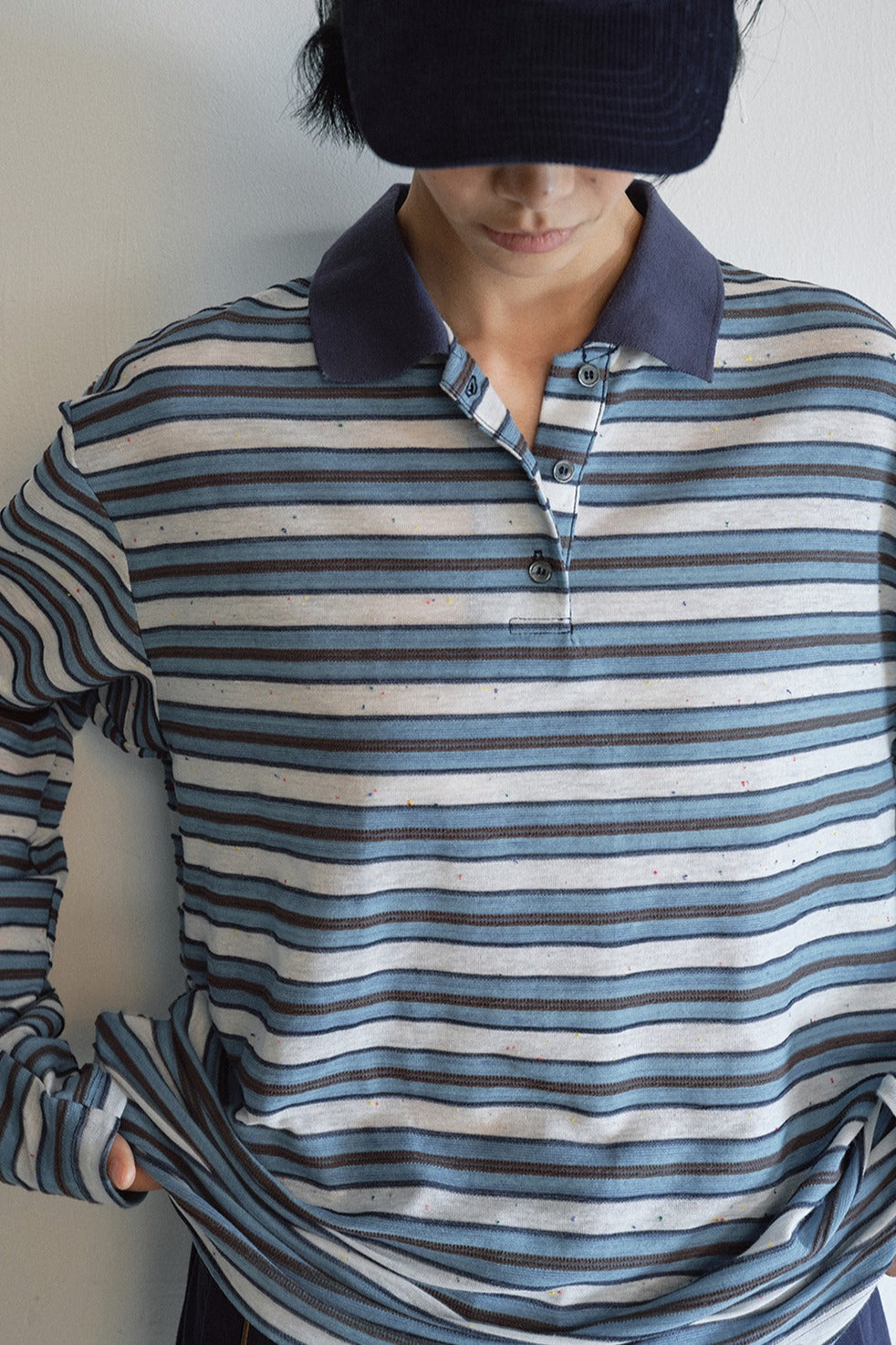 Cotton blend color-block retro polo T-shirt | 3 color